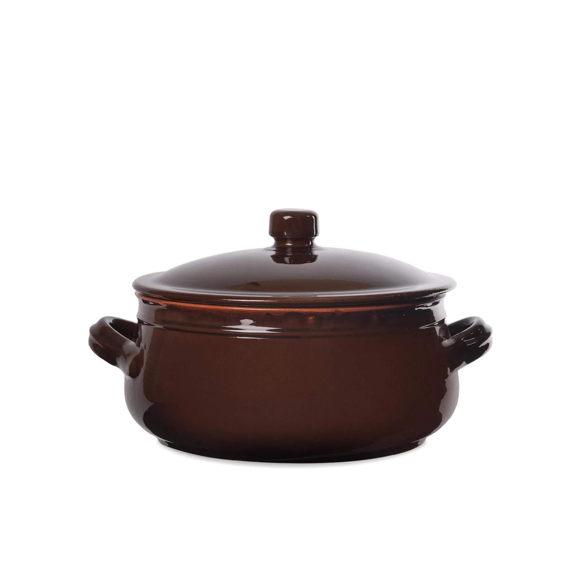 Tegame in Terracotta con coperchio Ø17xh13 cm Colore Terra Cotta Adatti per cucinare su : Fiamma, Piastra elettrica , Forno , Microonde