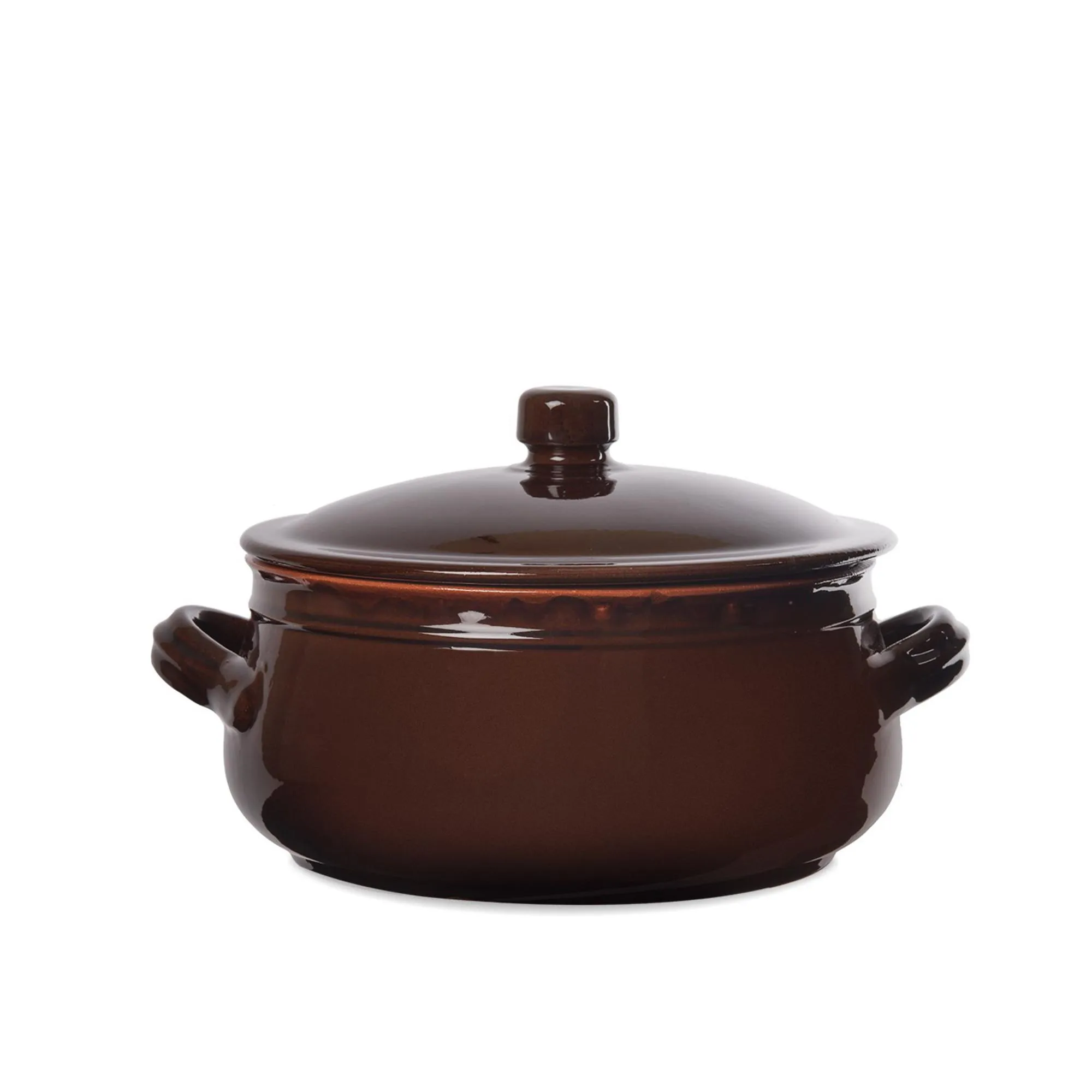 Tegame in Terracotta con coperchio Ø20xh16 cm Colore Terra Cotta Adatti per cucinare su : Fiamma, Piastra elettrica , Forno , Microonde