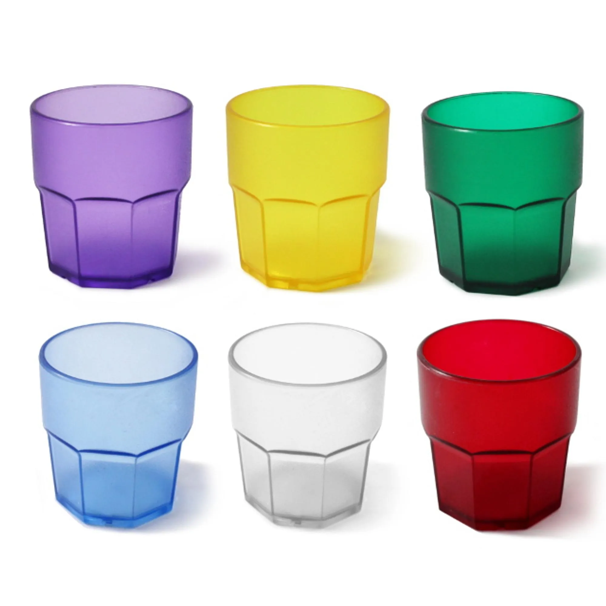 Bicchieri in Policarbonato ottagonale sei pezzi Ø7,7xh8,3 cm -220 ml impilabile multicolor