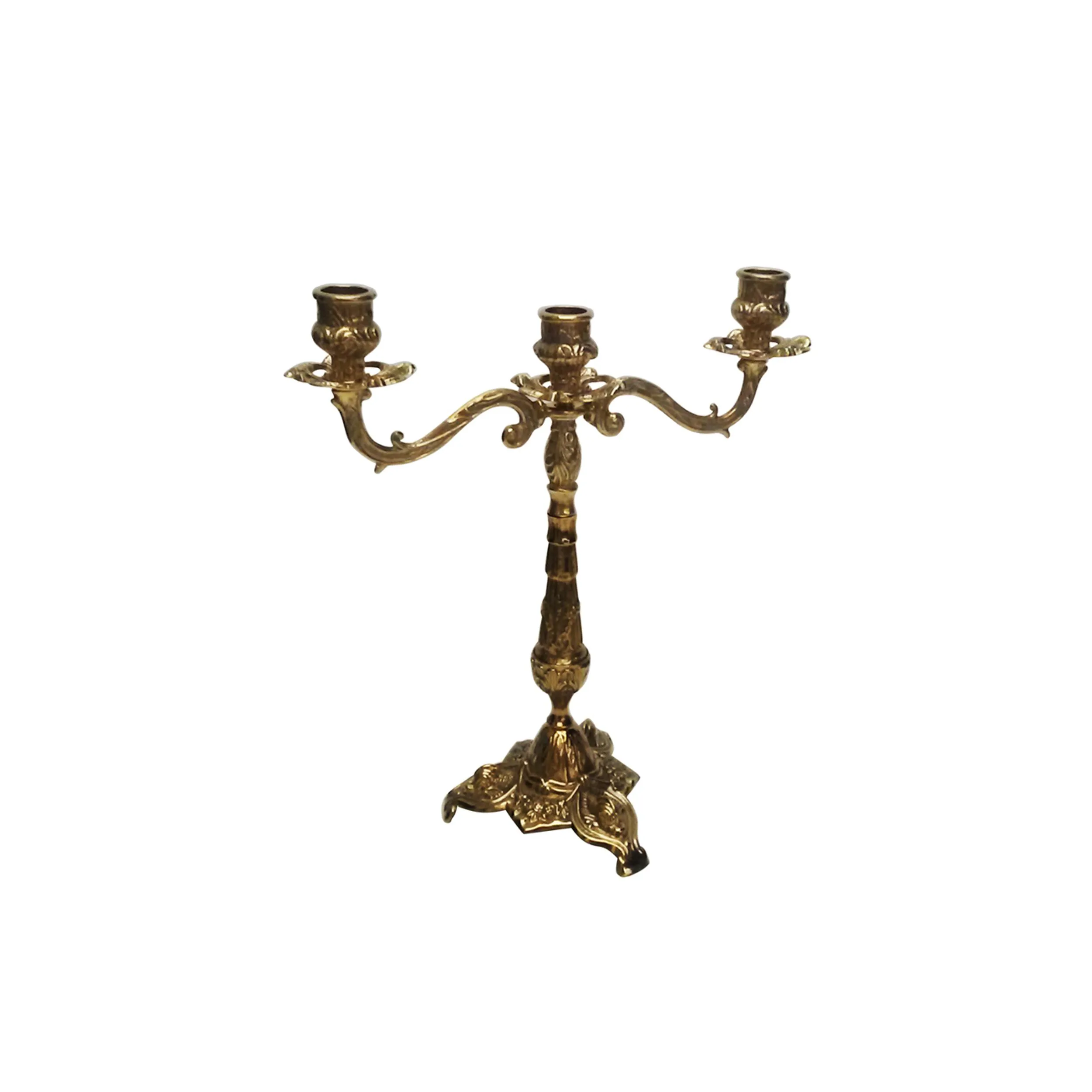 Candelabro in Ottone massiccio3 fiamme dimensioni 23xh 29 cm uno colore ottone dorato