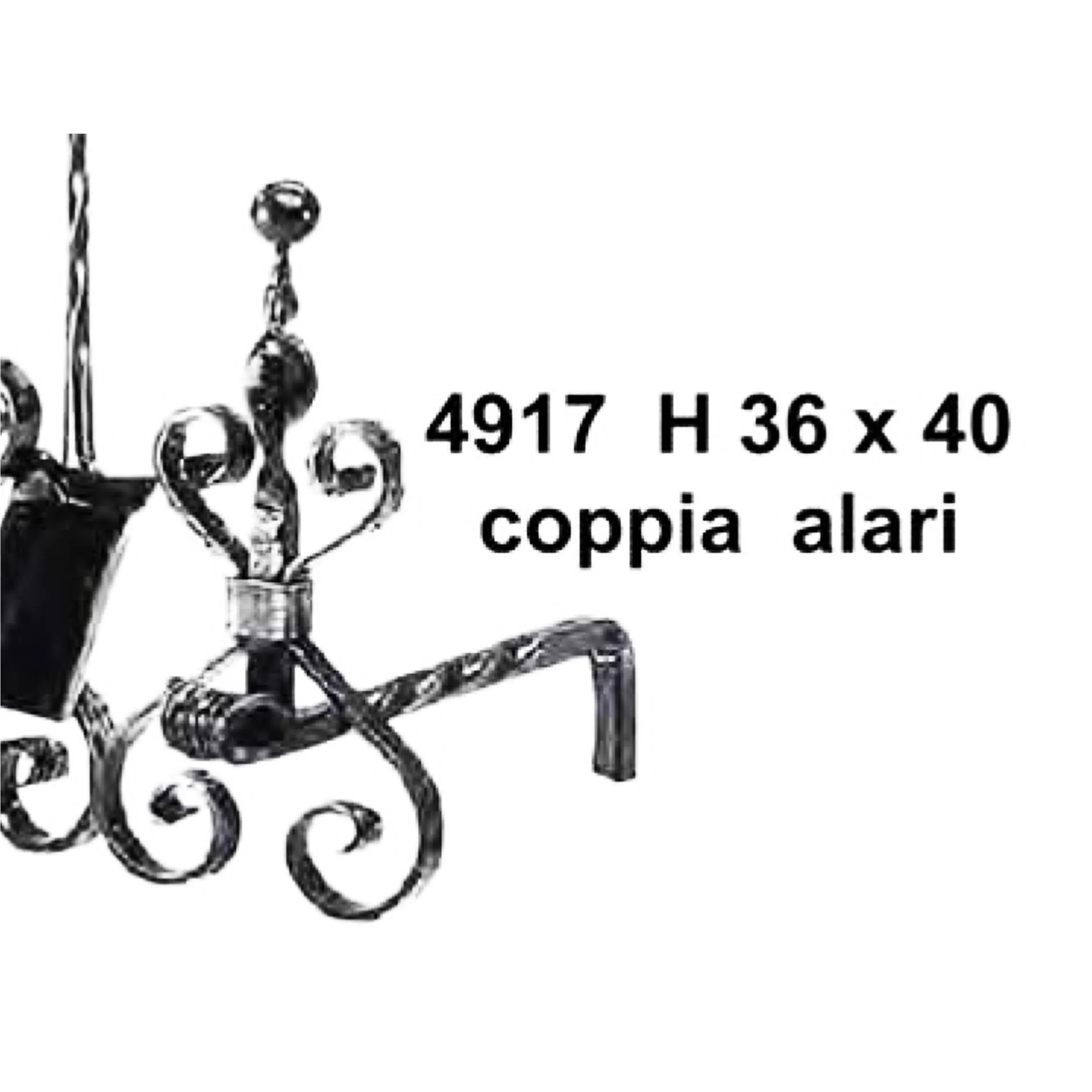 Coppia alari in ferro battuto per camino 40xh36 cm lavorazione artigianale in ferro battuto colore nero