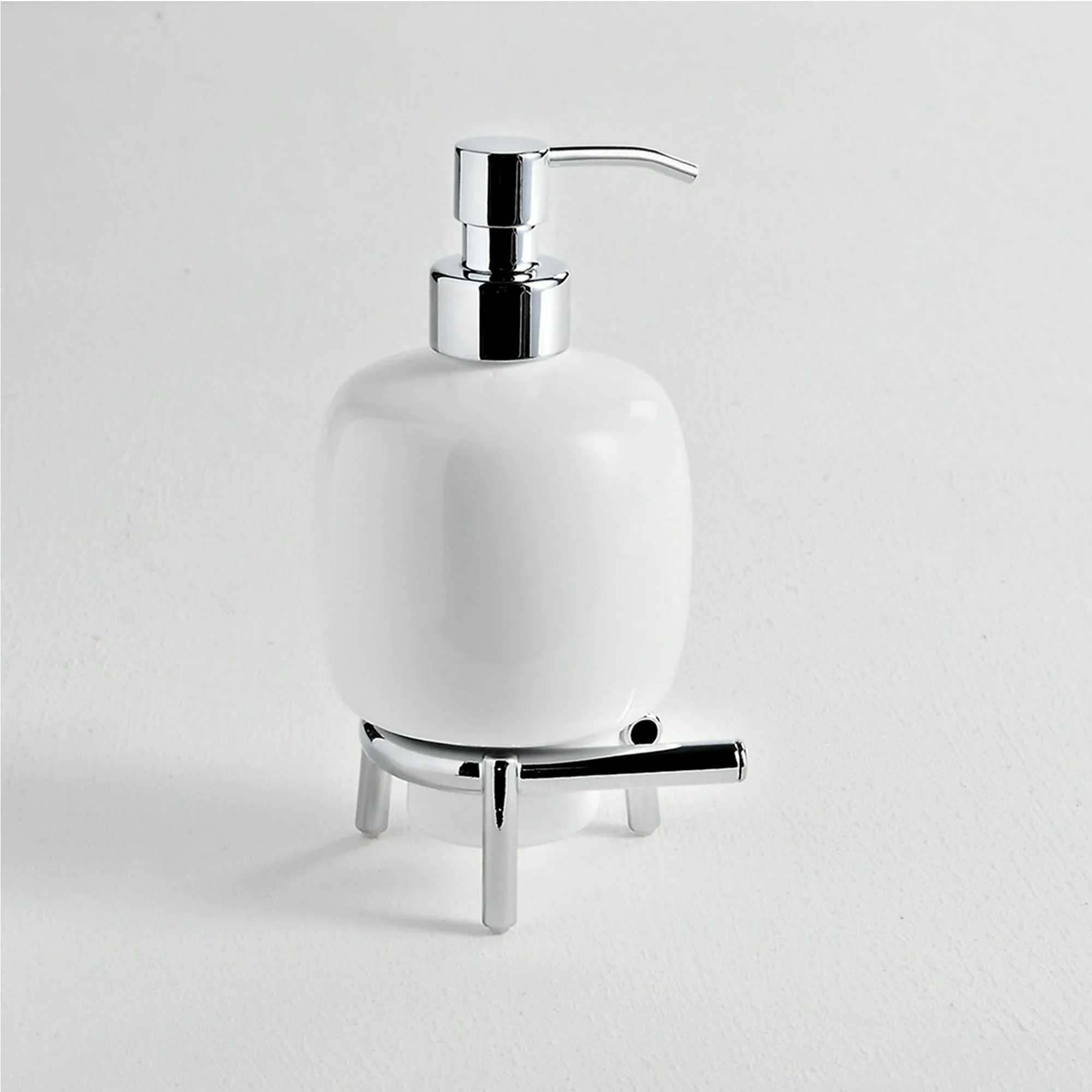 Porta dispenser d'appoggio in ceramica KIOS 10x08xh18 cm colore bianco Garanzia contro la corrosione