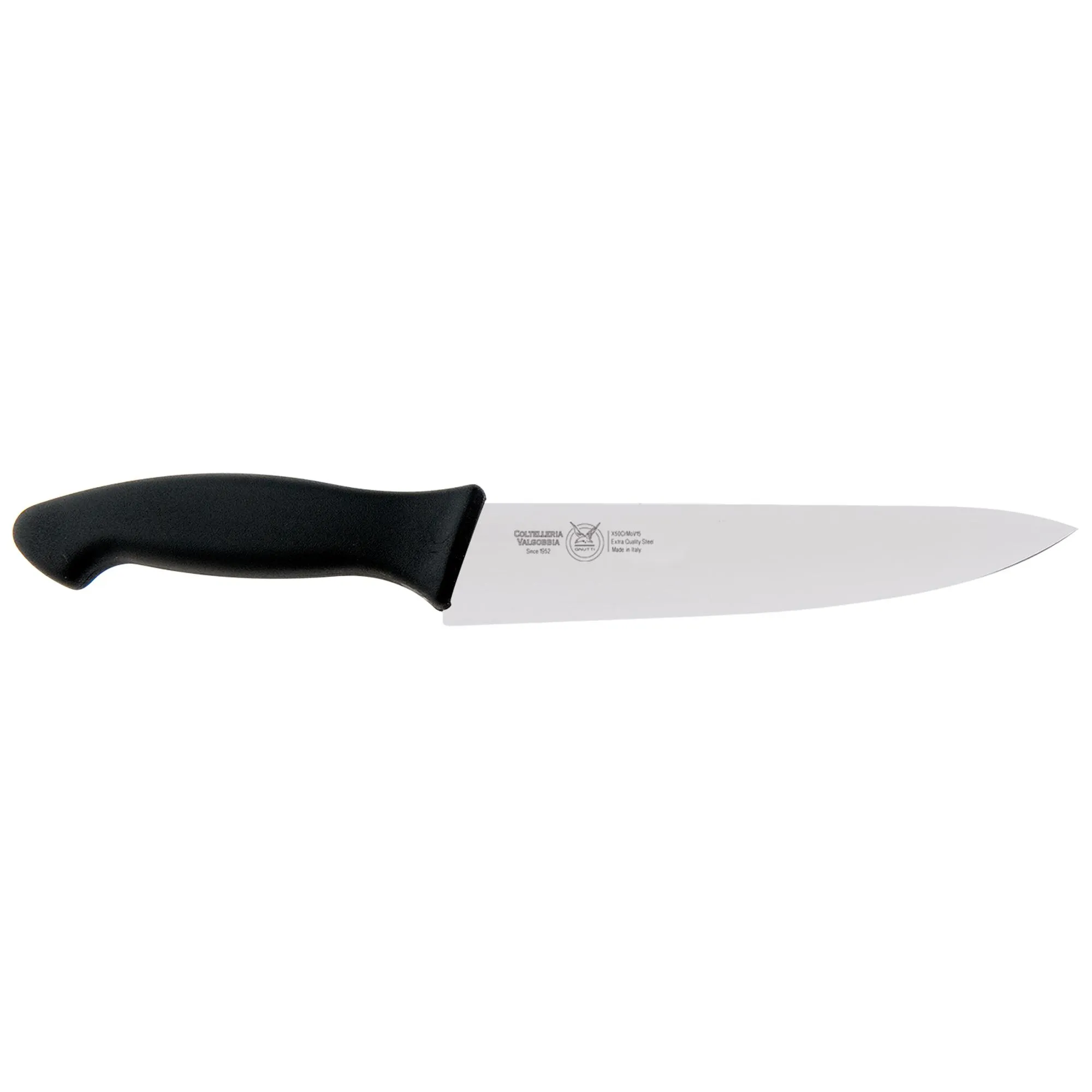 coltello cucina cm 20, colore nero , manico in gomma termoplastica