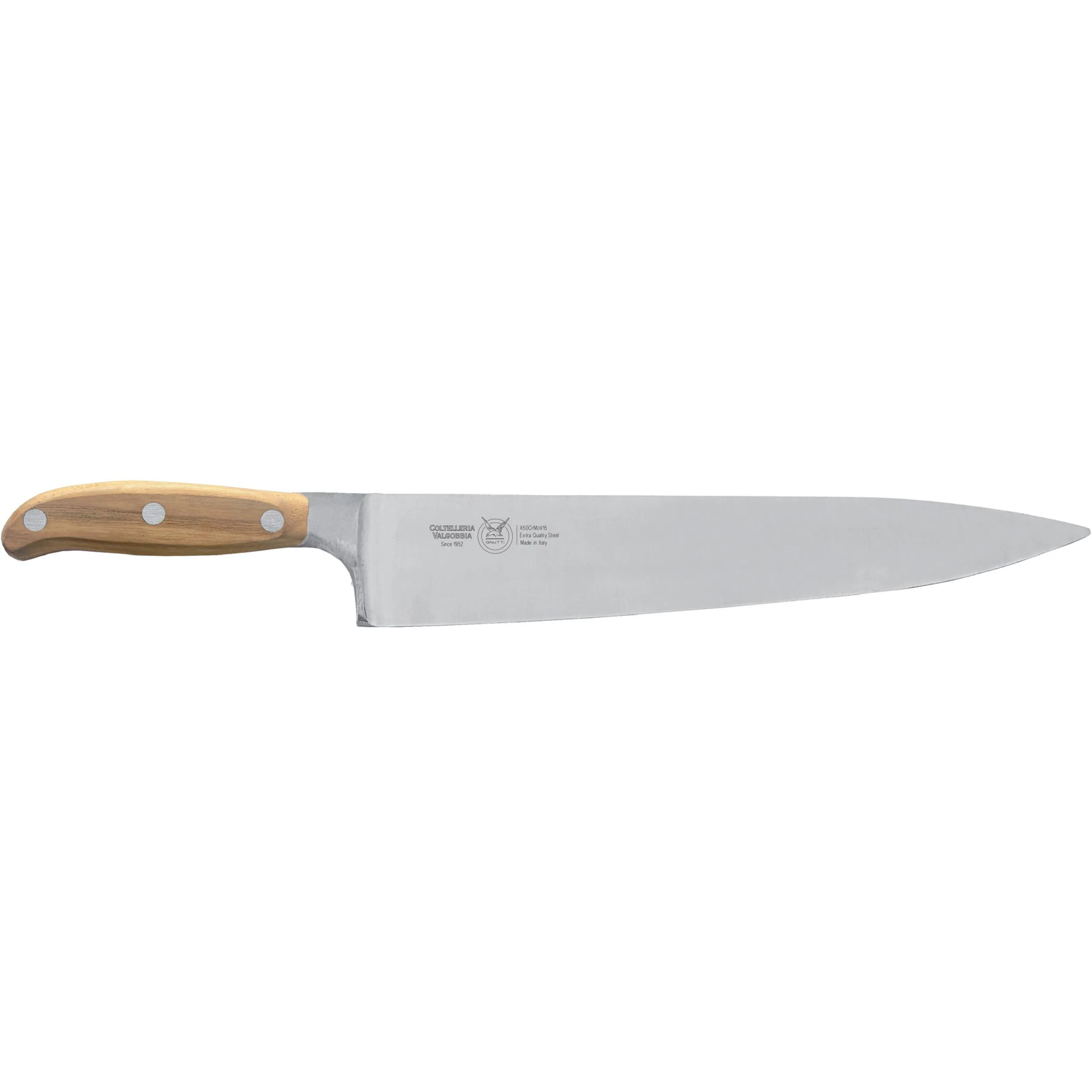 Coltello Trinciante da cuoco lama forgiata i strumento base in cucina per tagliare, n acciaio W.Nr.1.4116 cm 31 , Manico in essenza legno di Frassino