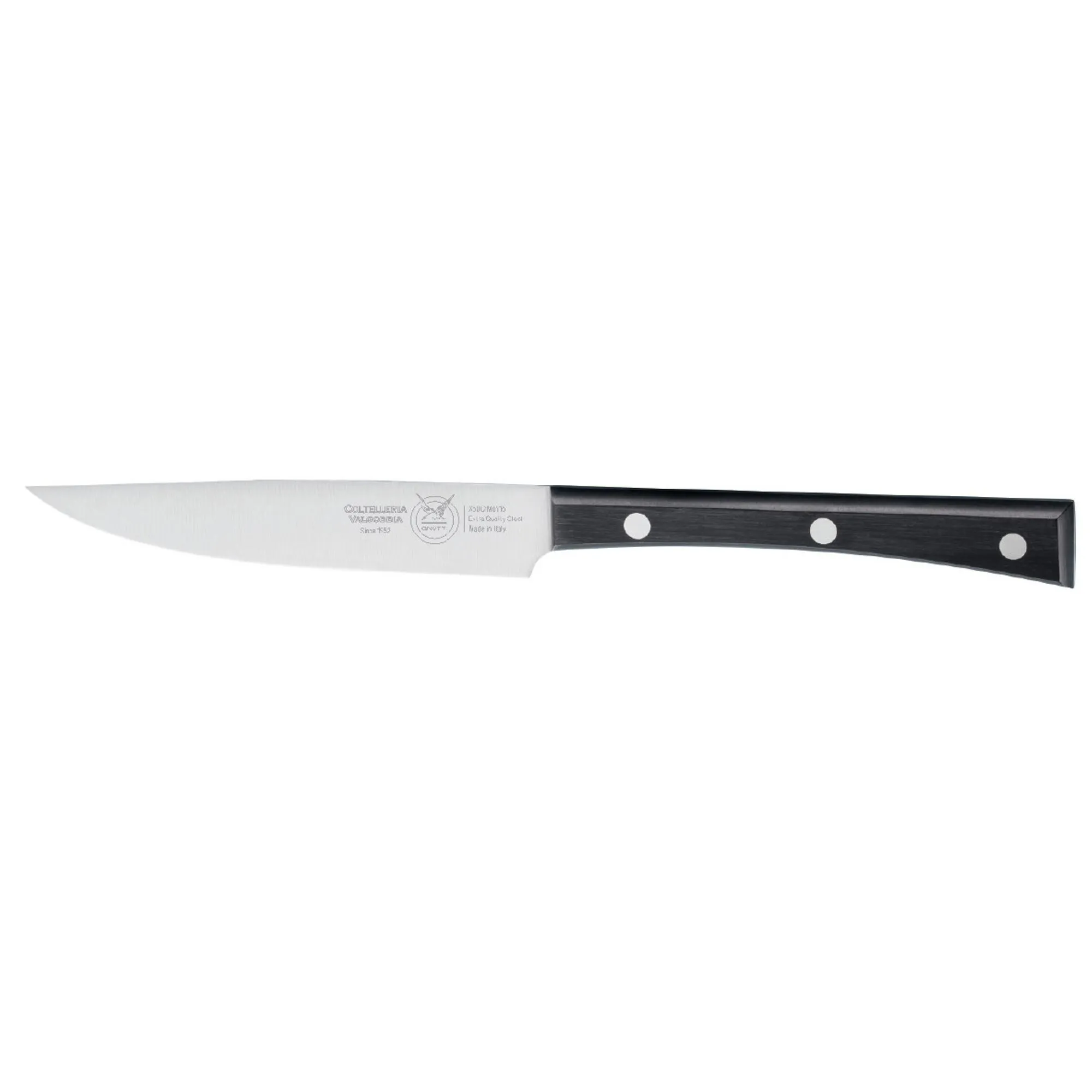 coltello bistecca stretto cm 13, colore nero, manico in resina acetalica nera
