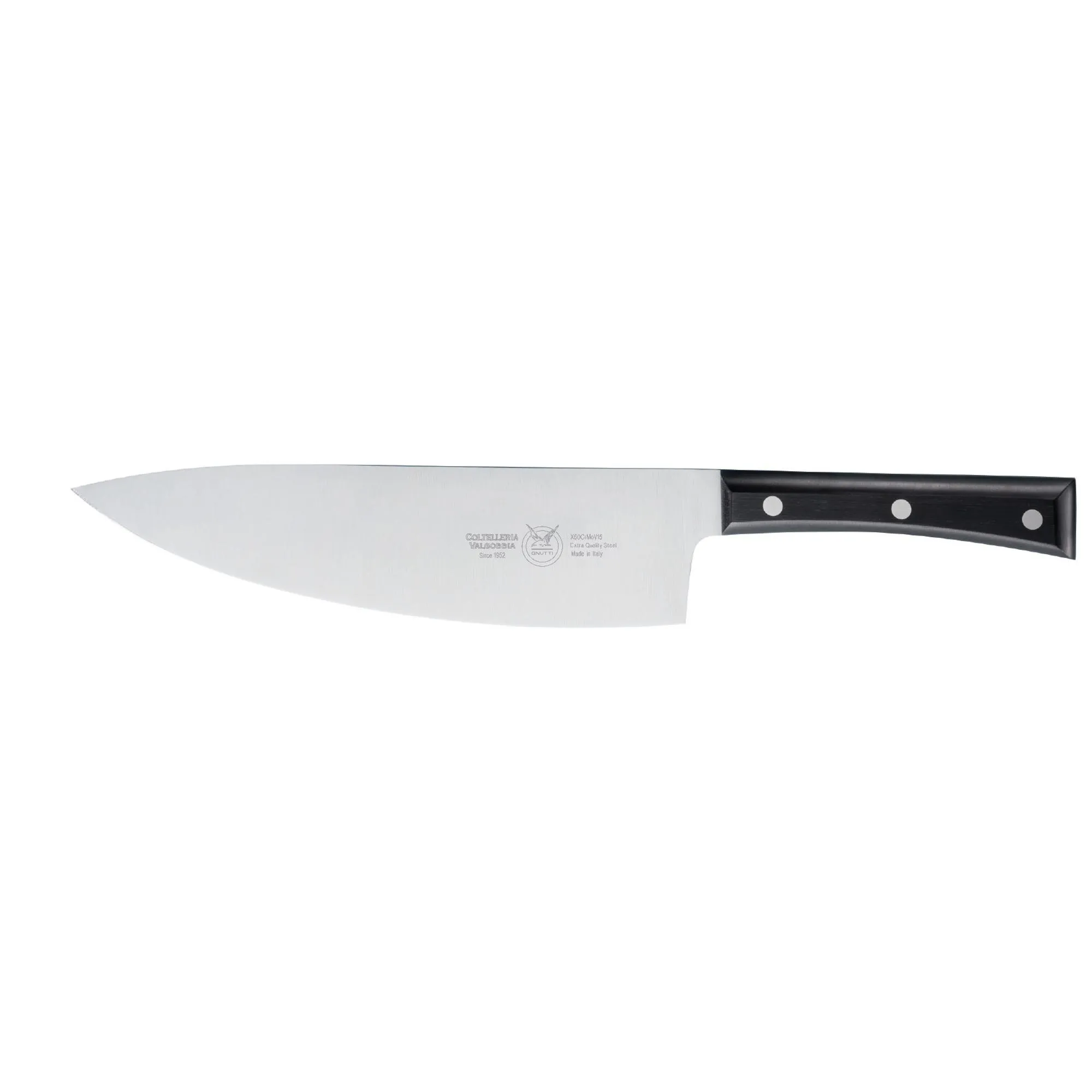 coltello cucina cm 24, colore nero, manico in resina acetalica nera