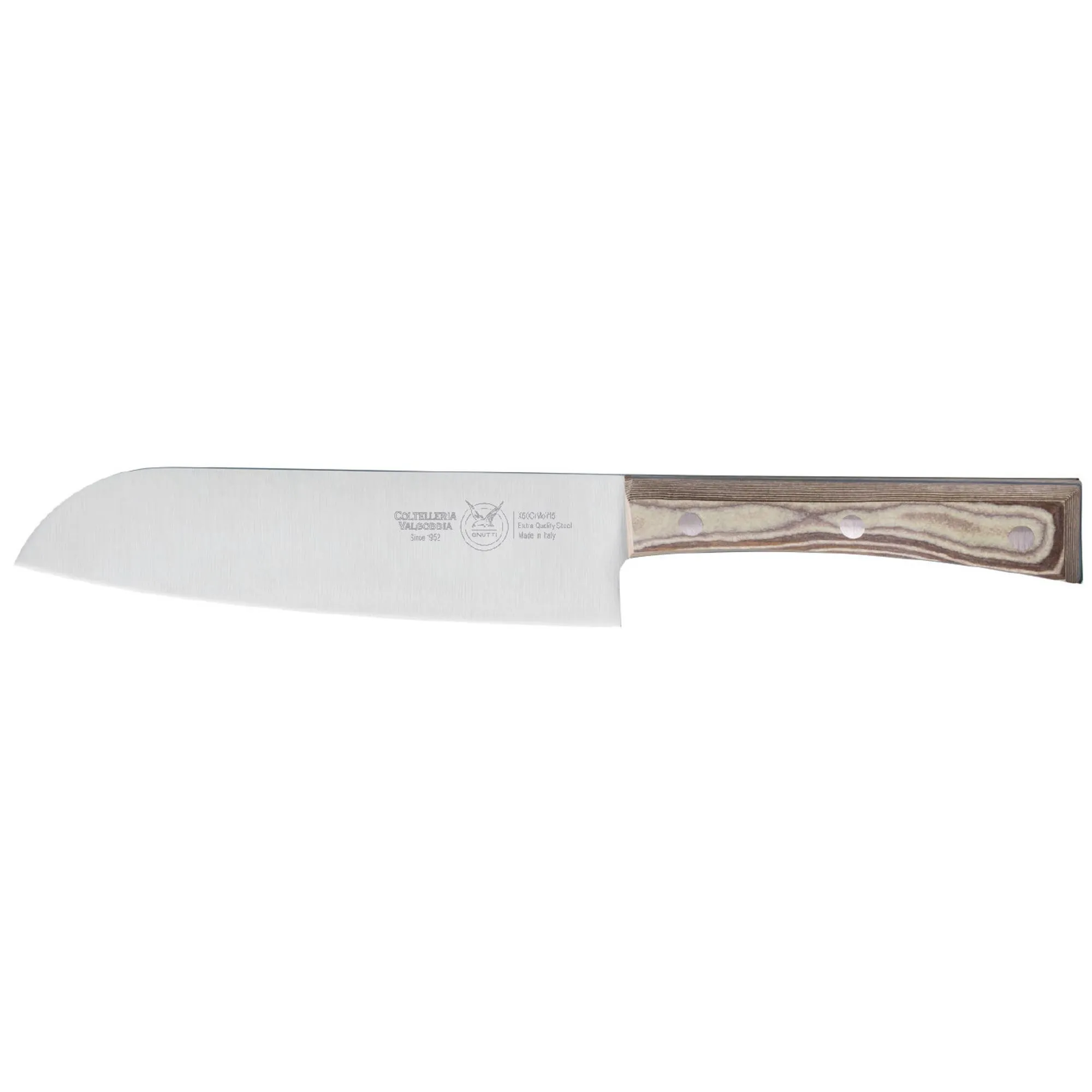 coltello santoku cm 18, colore nocciola, manico in paperstone