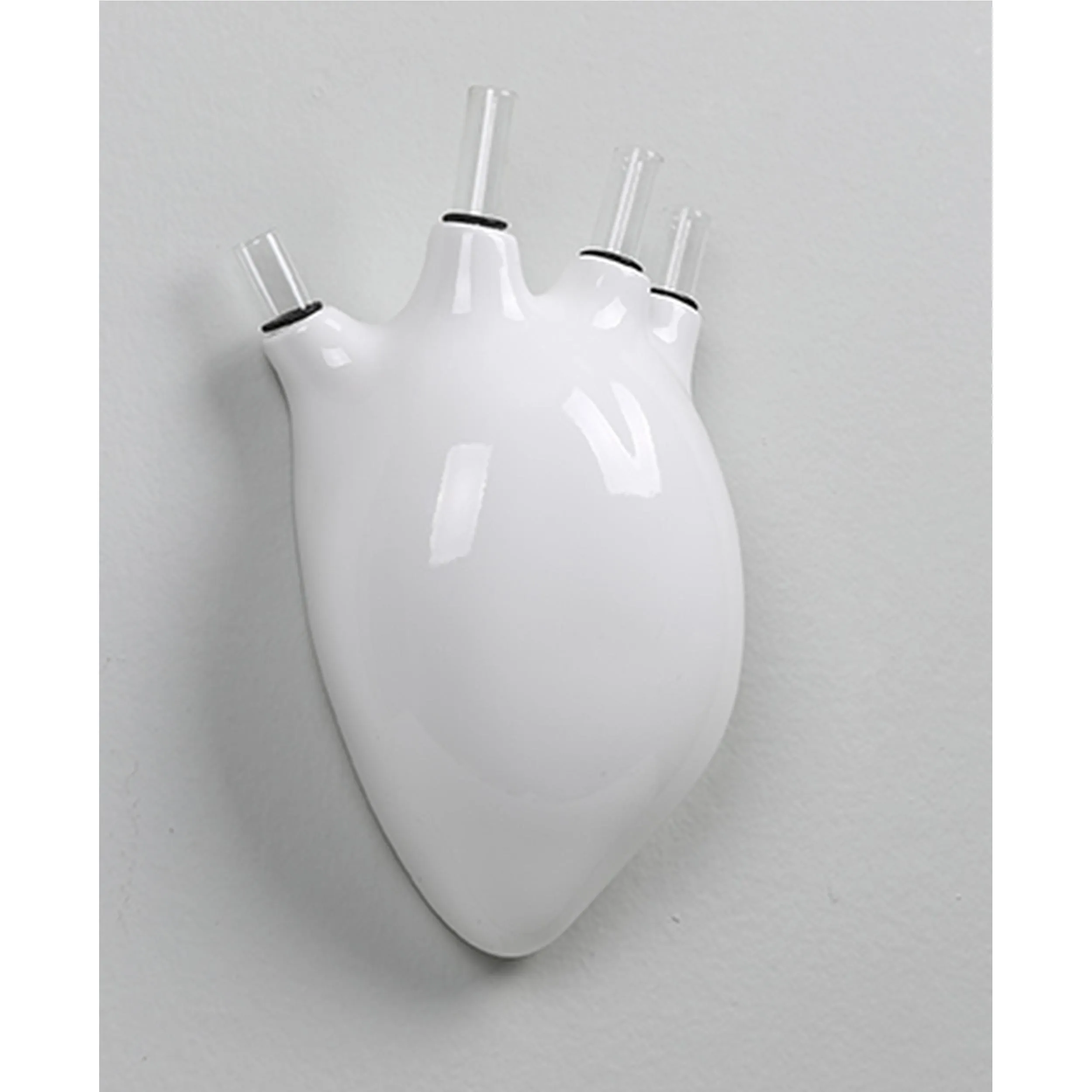 Vaso da Parete portafiori in resina BATTITI 14x9xh23 cm - forma di cuore umano colore Bianco Lucido