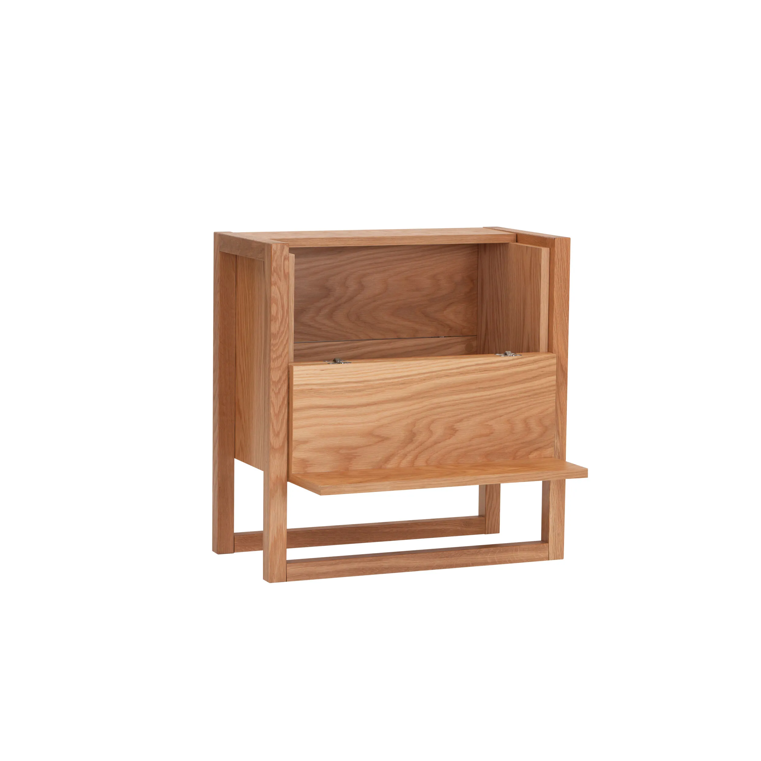 Nuovo Mini Bar in legno ingegnerizzato e massiccio, dimensioni 59 x 30 x h60 cm, peso 15 Kg, finitura legno di quercia
