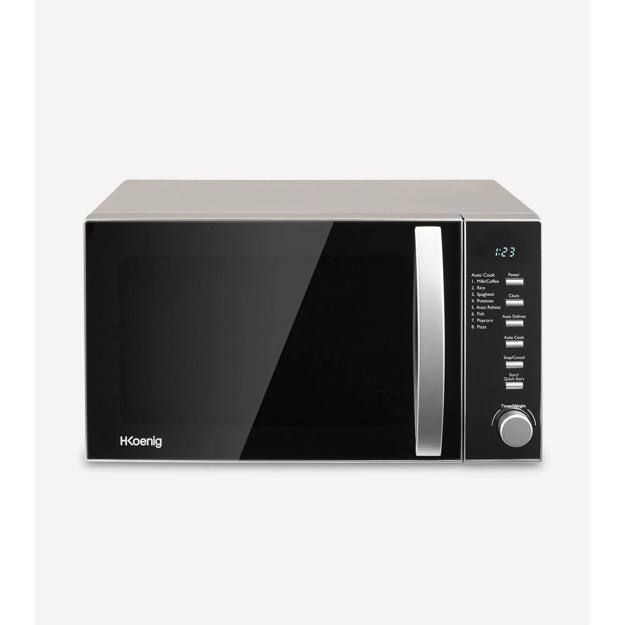 Forno Microonde compatto digitale 20L, 8 Programmi di cottura, H.Koenig VIO6, 48x39xh29,5 cm Diametro piatto 25cm, 700W, Nero Grigio