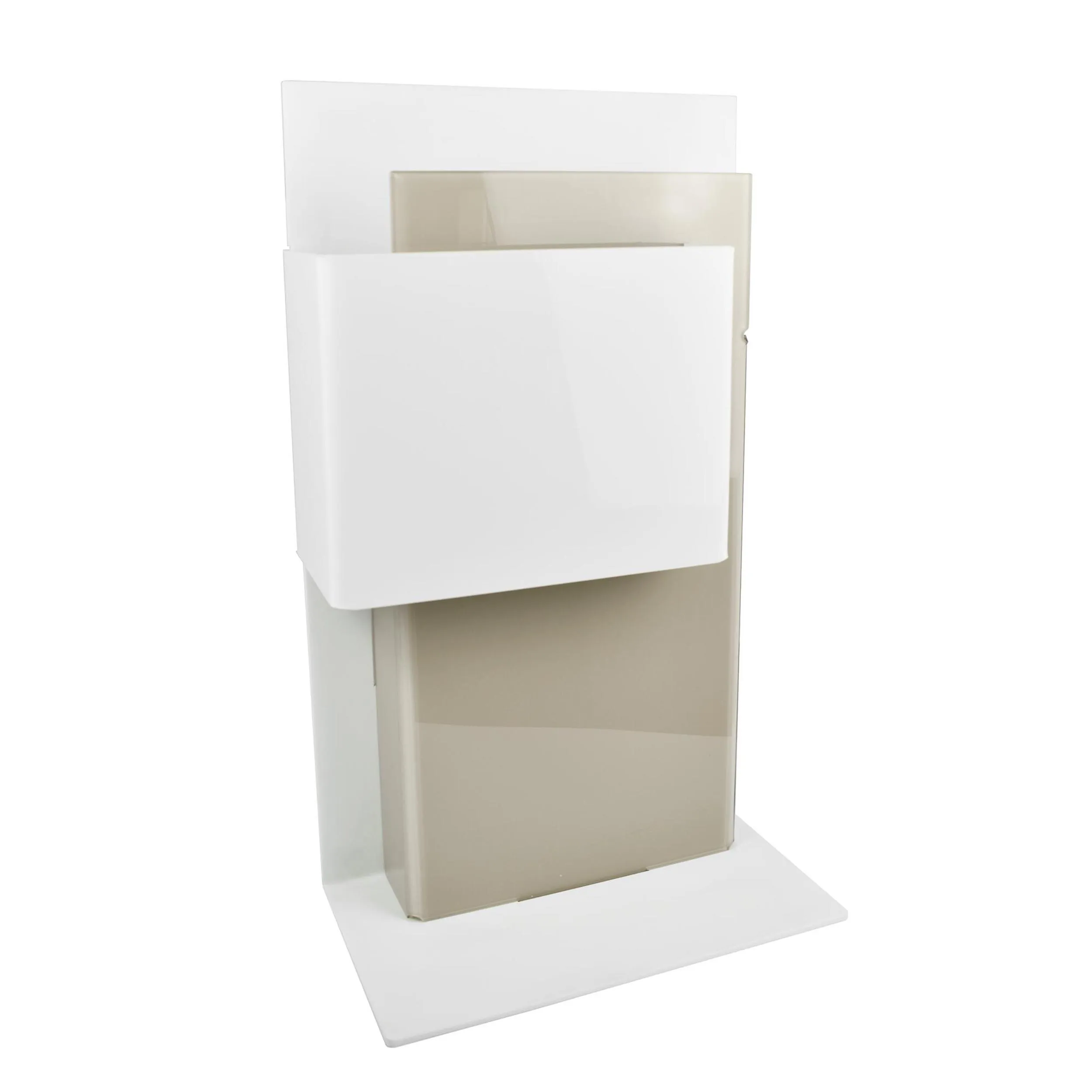 Portaombrelli Rettangolare con due vaschette anche per gli ombrellini Z DESIGN 30x15xh60 cm in plexiglass Bicolore bianco Tortora