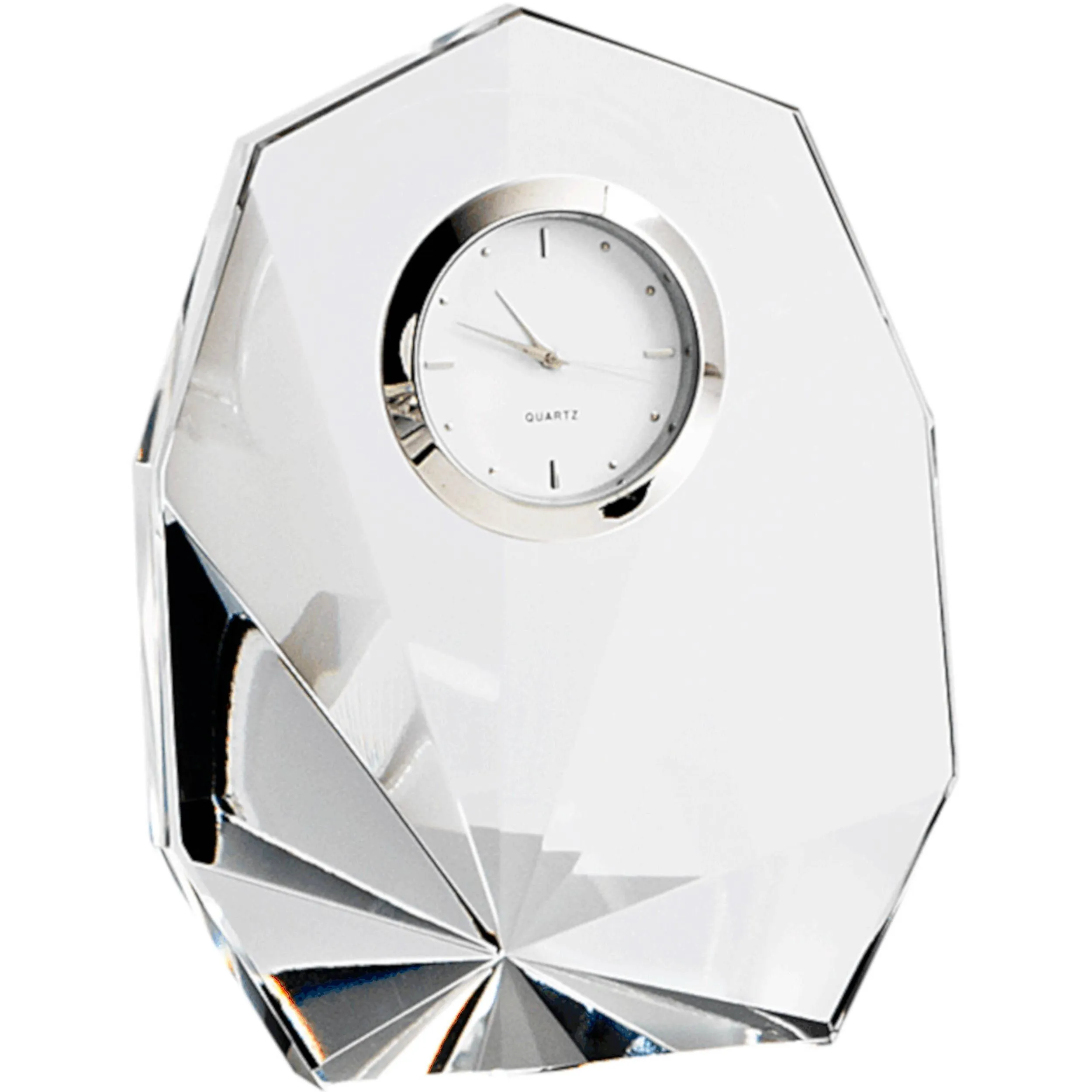 Orologio da appoggio diamante , liscio bomboniera 11x8,5 cm Cristallo trasparente K9 in confezione regalo