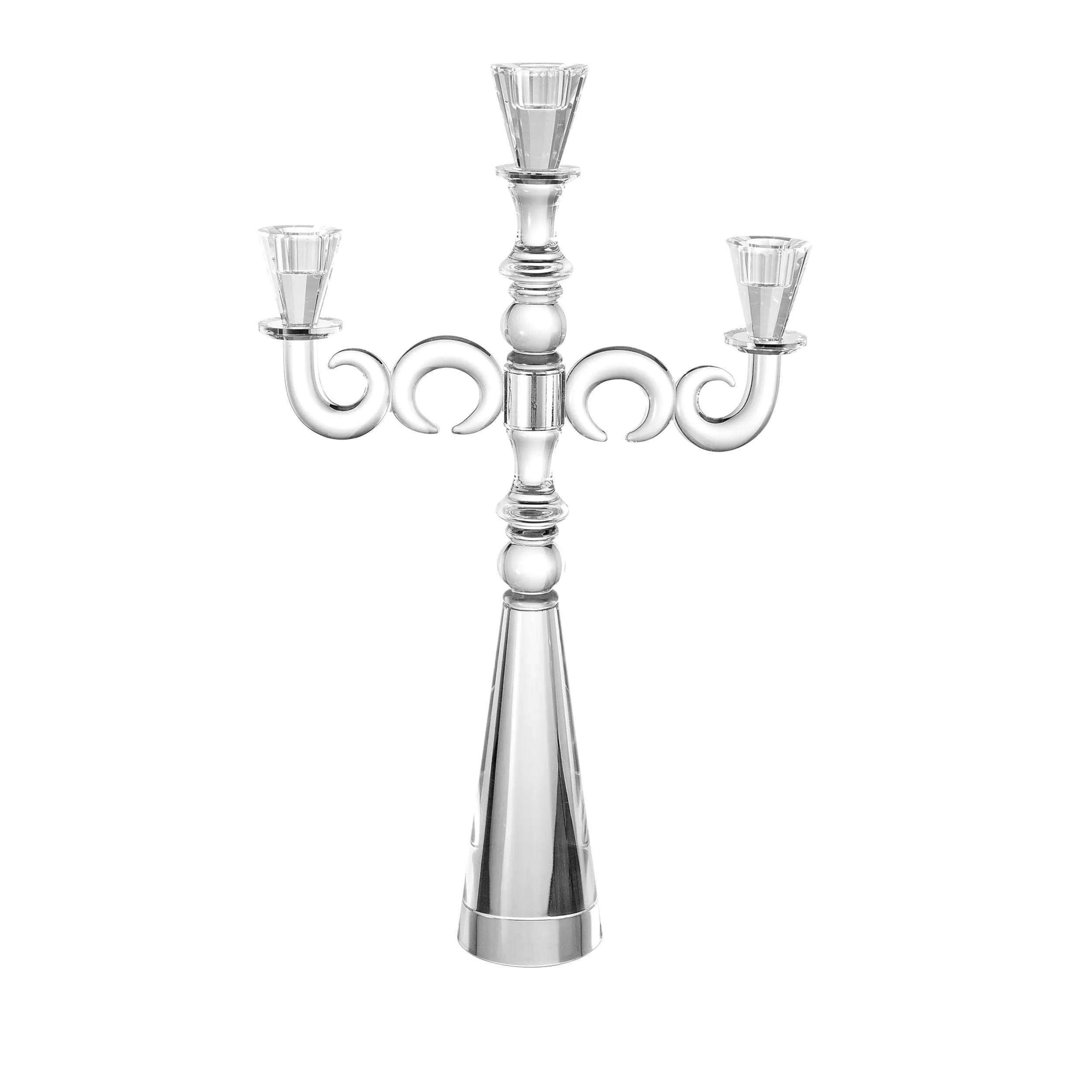 Candelabro Cristallo 3 fiamme in cristallo dimensioni 34x9xh 53 cm uno colore trasparente, cristallo K9