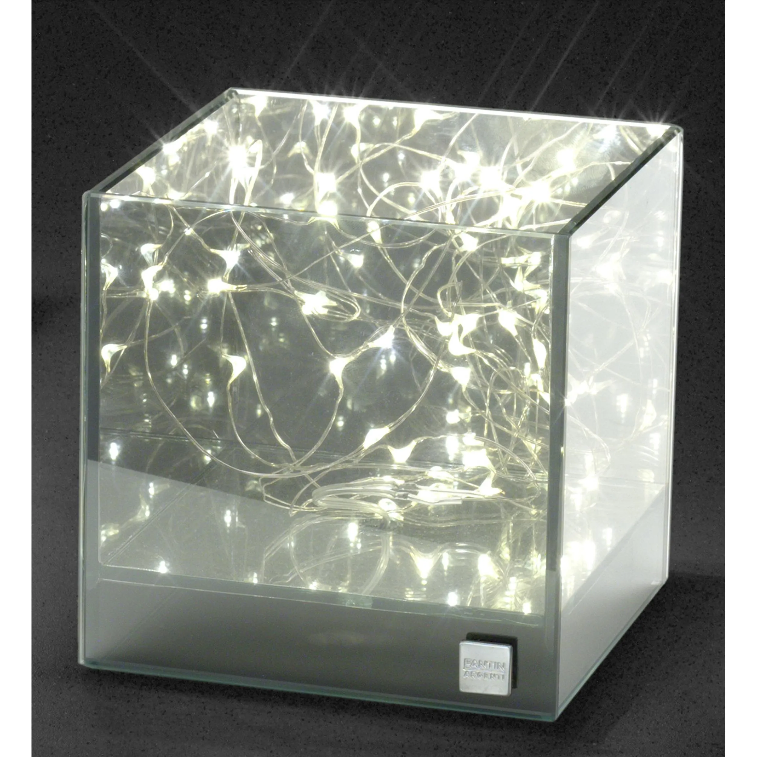 LAMPADA cubo, abat jour a 30 LED PICCOLA in cristallo acrilico 12x12xh12 cm Funzionamento a Pile colore Trasparente