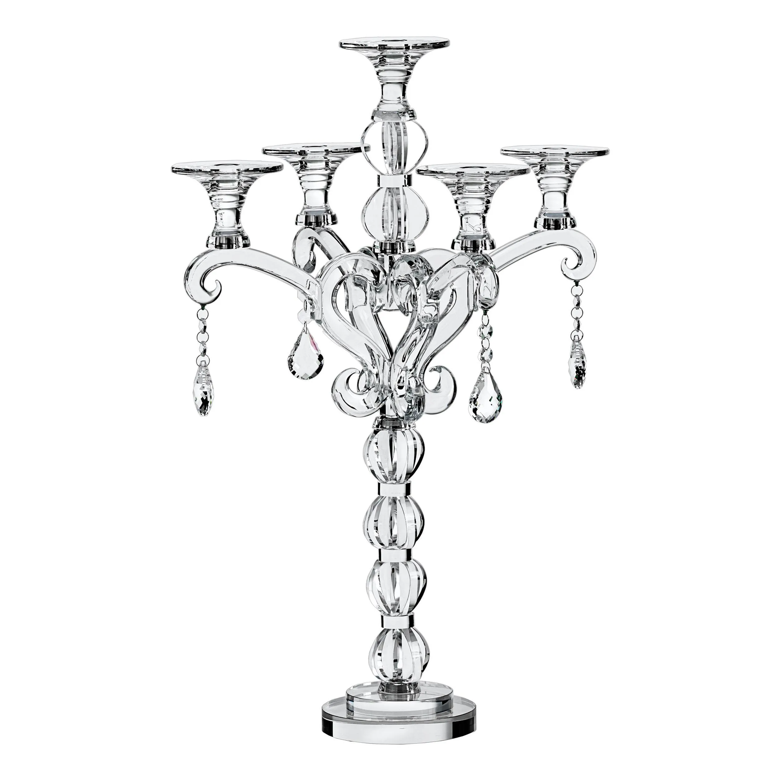 Candelabro Cristallo 5 fiamme in cristallo cm h 62,5 uno colore trasparente, cristallo K9