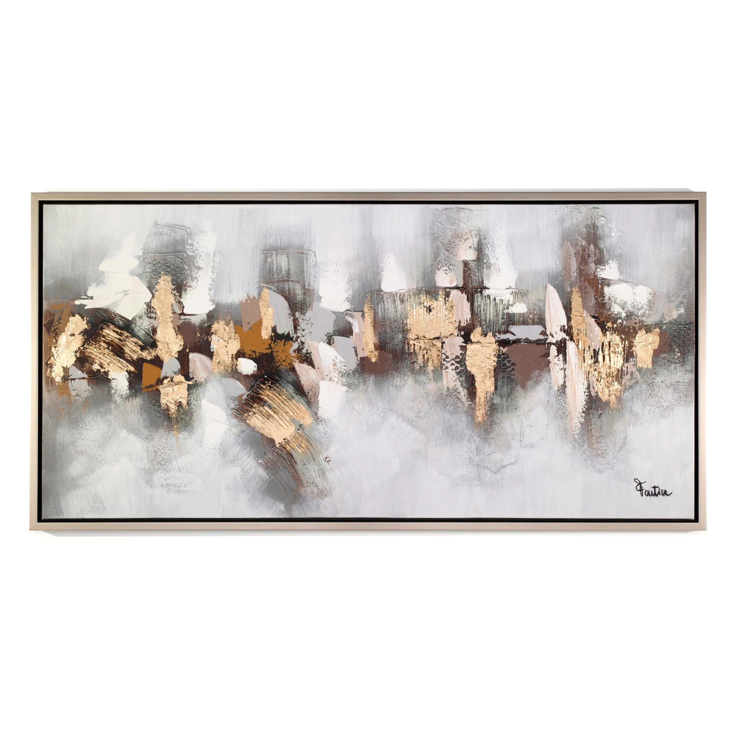 Pannello da parete, quadro con cornice Astratto Immagina140x70x1,6 cm orizzontale pannello in legno colore marrone disegnato su tela a rilievo