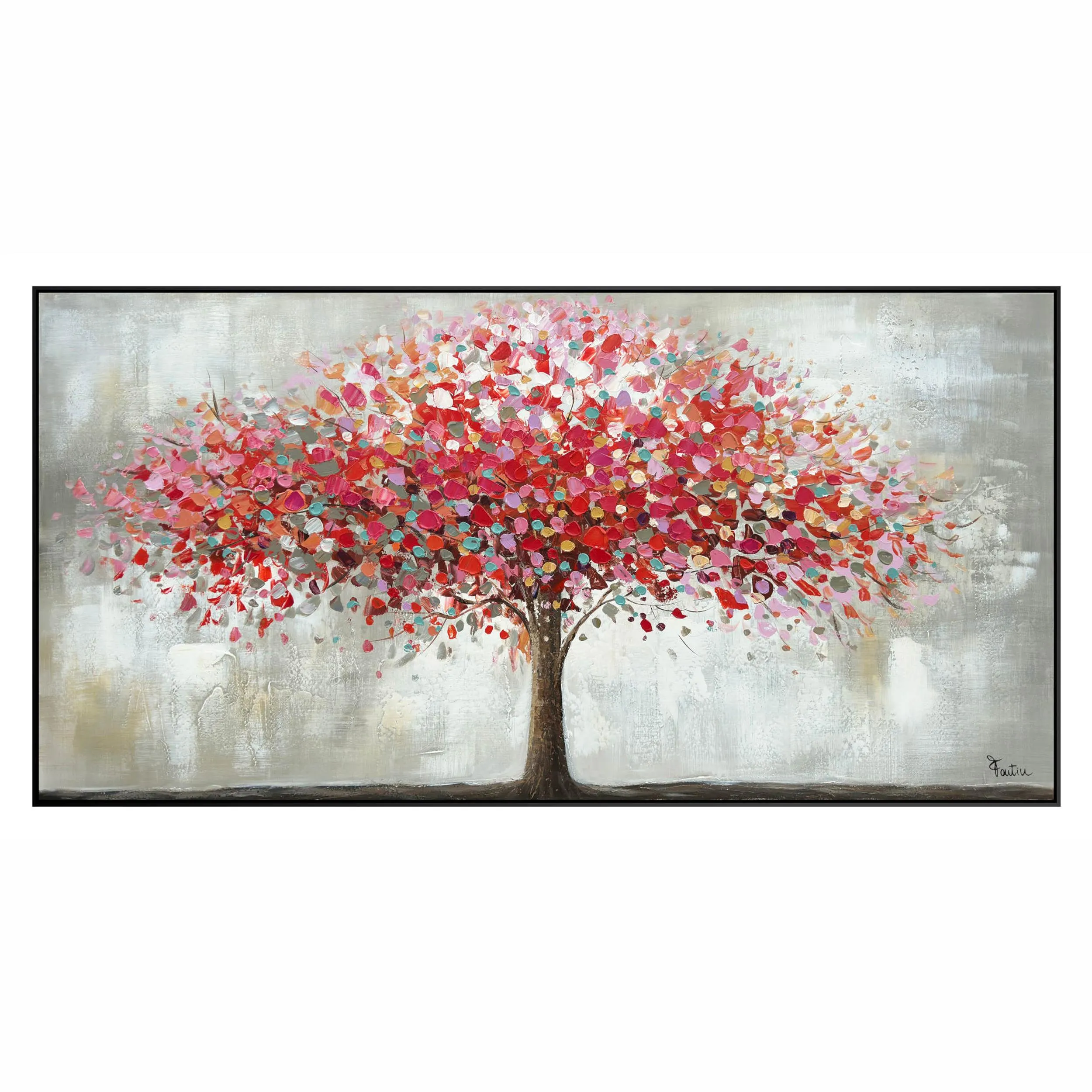 Quadro con cornice da parete, ALBERO DELL'ARMONIA 160x80x1,6 cm pannello in legno colore con colori acrilici e tempera