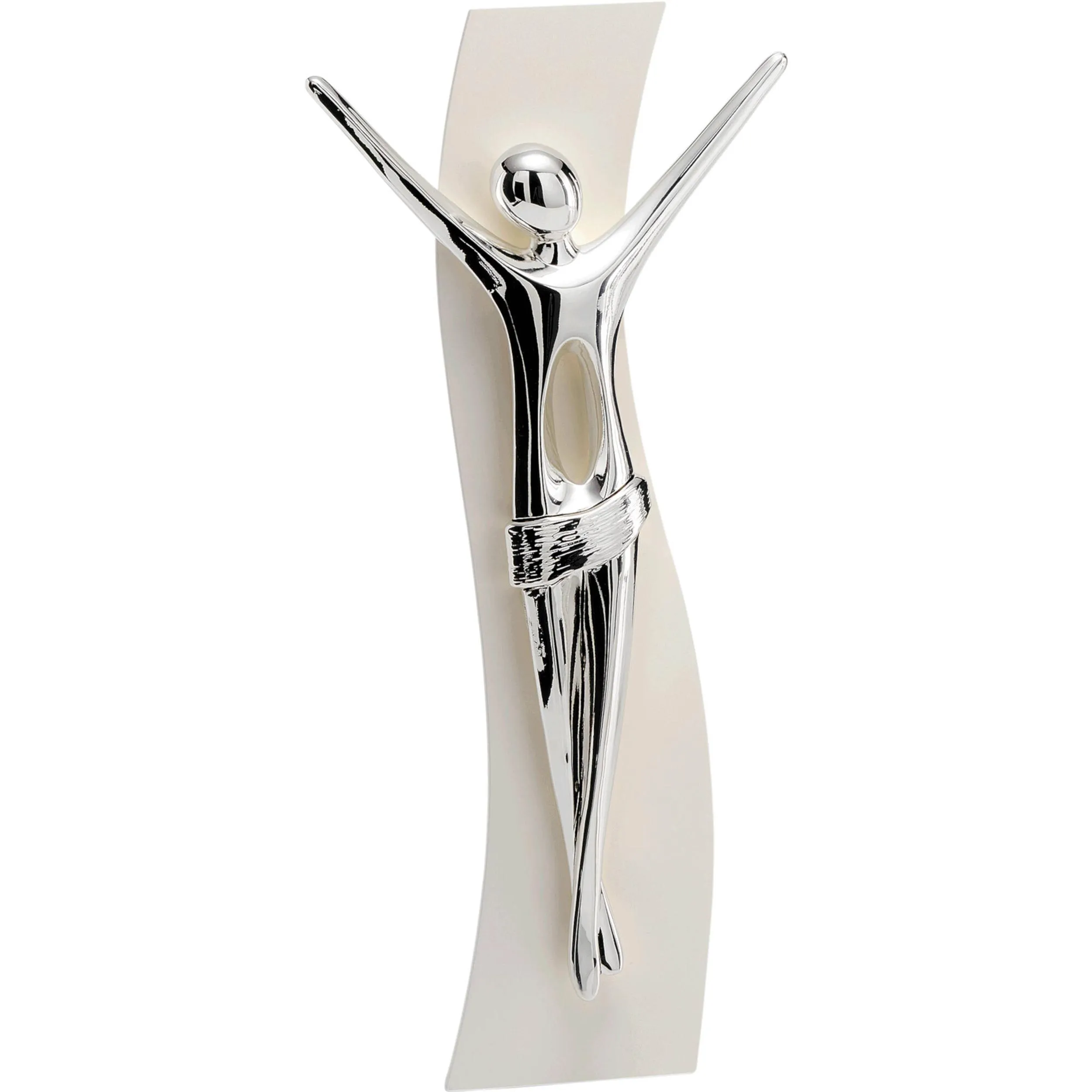 Crocefisso Cristo KENOBIS Piccolo in resina argentata e legno 16x8 cm colore argento