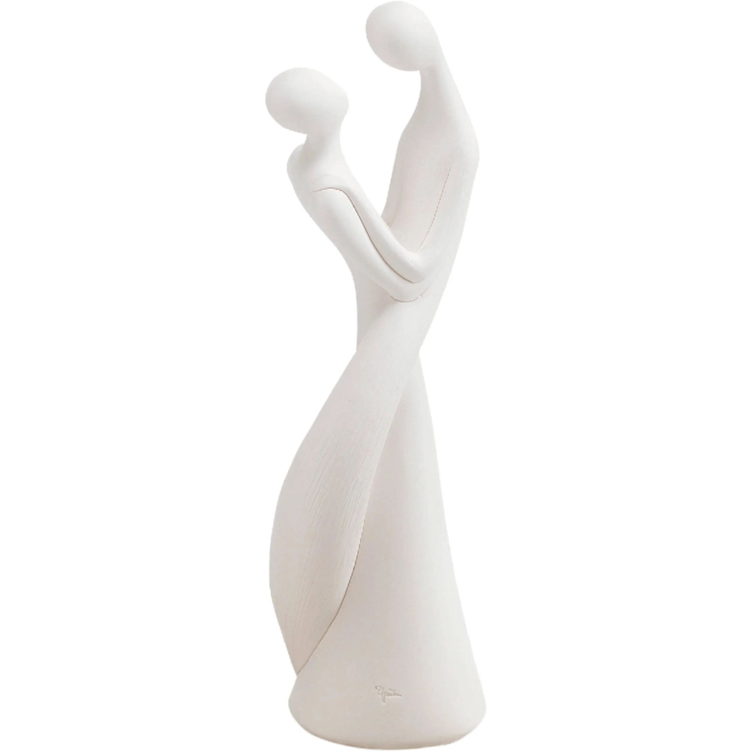 Innamorati treccia Statuetta In Resina Bianco Luna Grande h 29 cm colore bianco