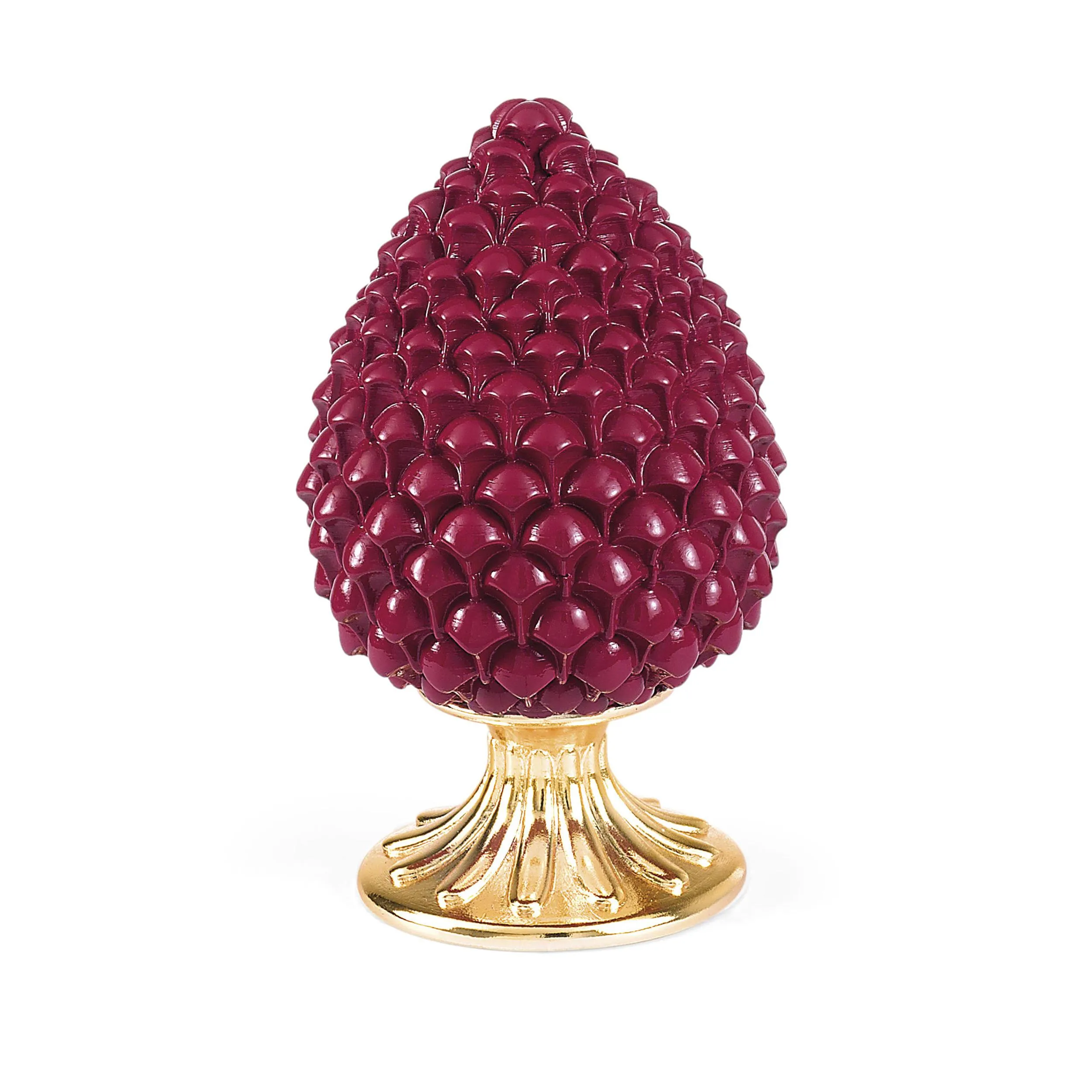 Pigna Bordeaux con base Oro, diametro 7,5xh13 cm h13 cm in scatola regalo, regalo