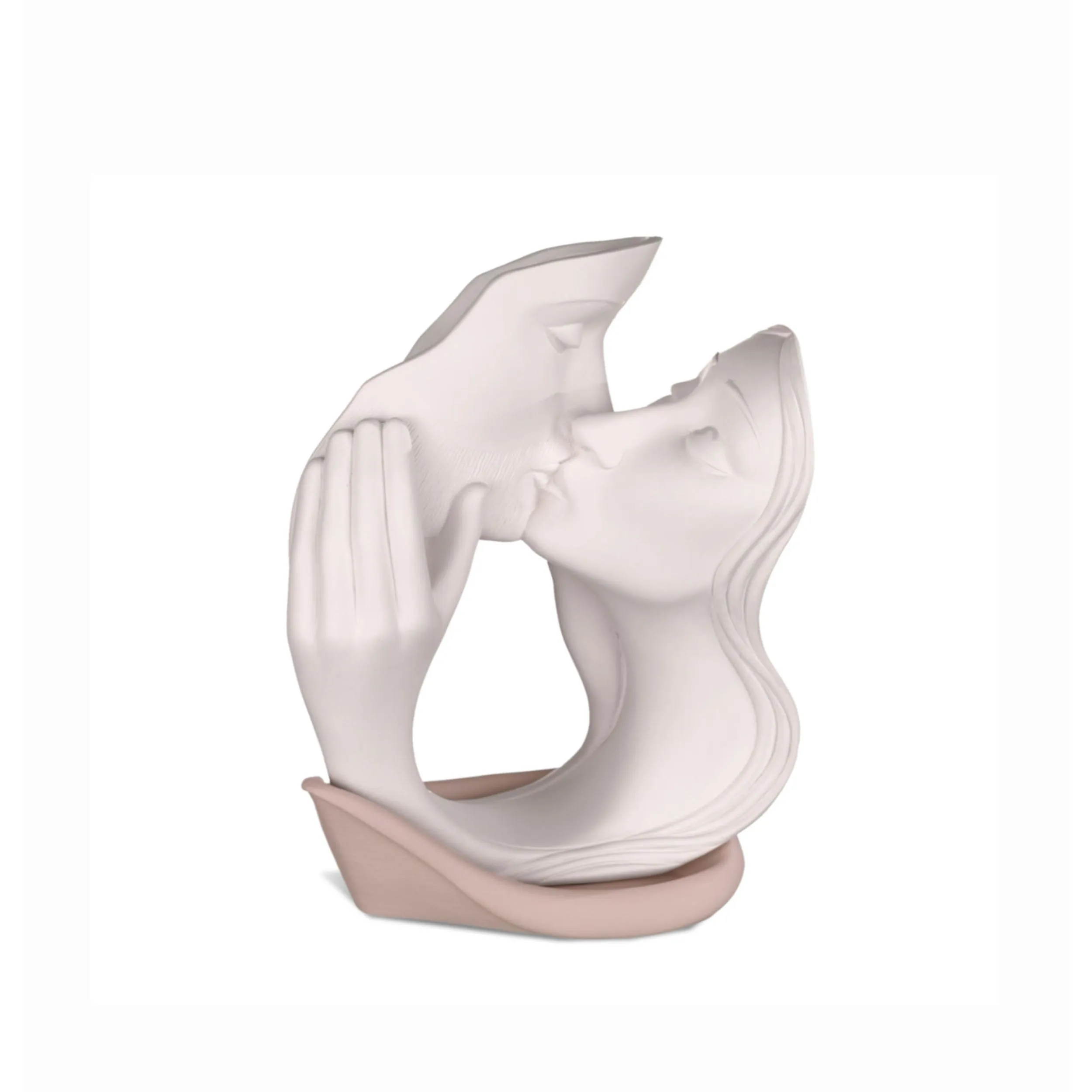 Bacio in resina Piccolo Bianco base Tortora 8,2x13 cm immagine può essere appeso o appoggiato per bomboniera ,battesimo cresima, matrimonio