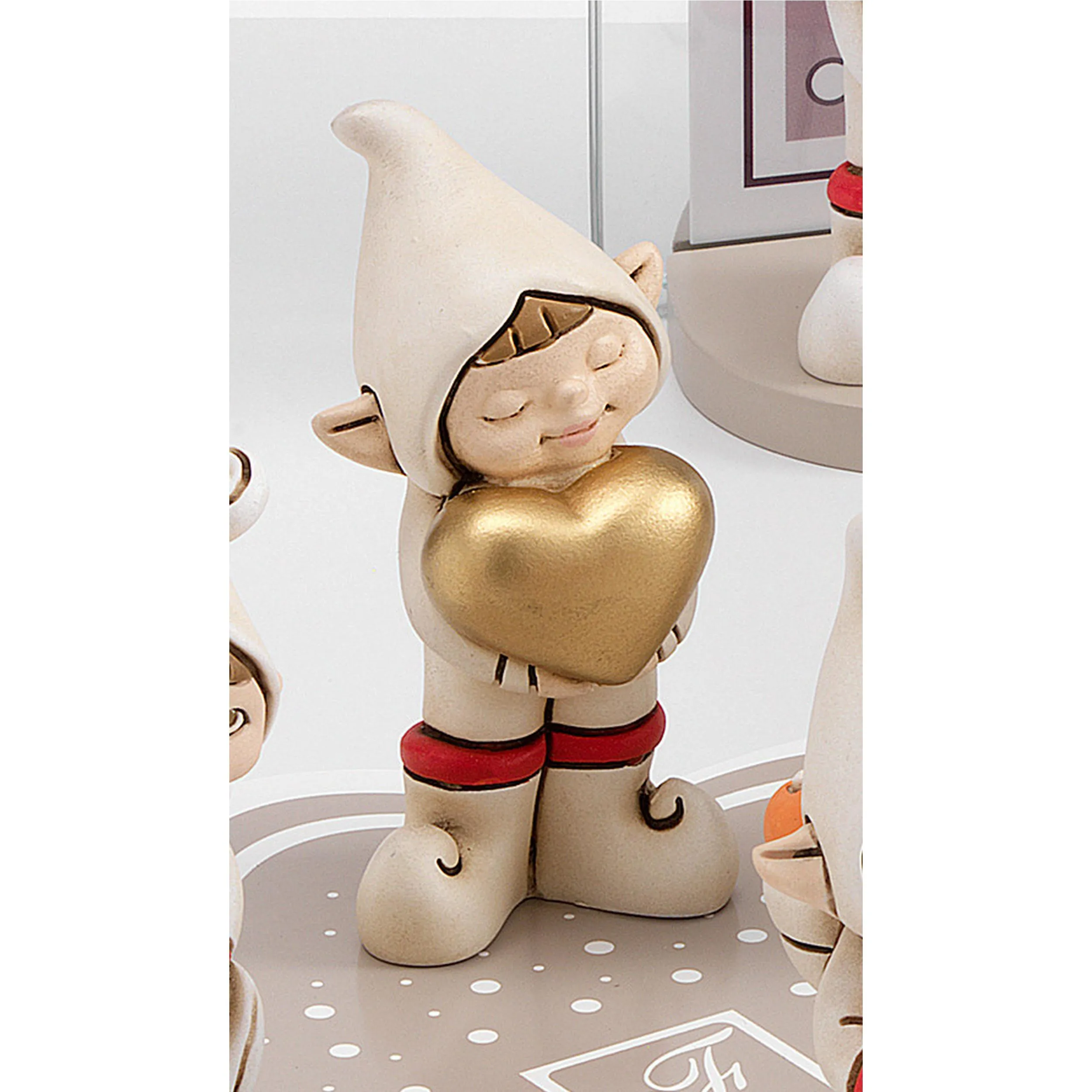 Folletto cuore in ceramica colorata h 9,3 cm in scatola regalo, bomboniera