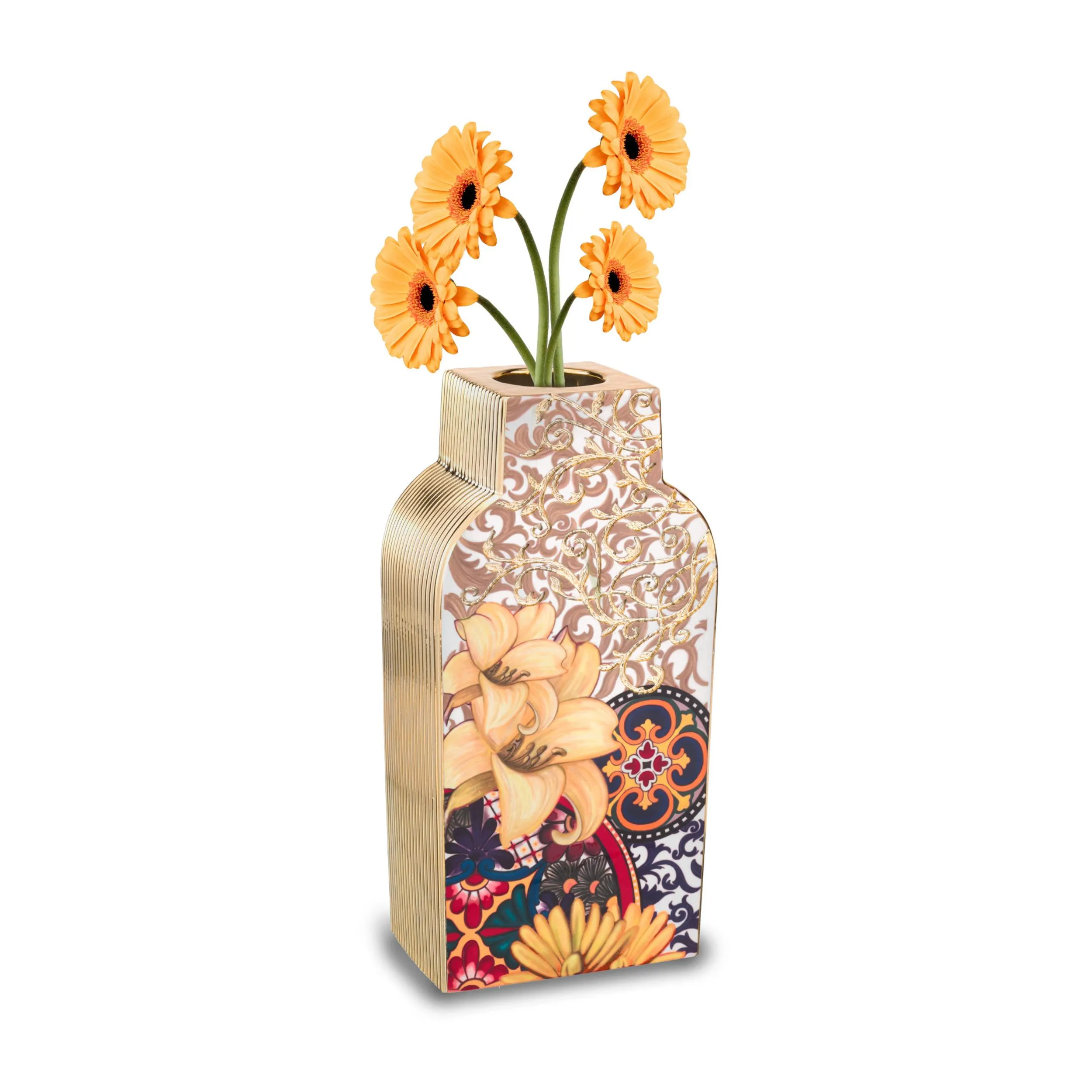 Vaso fiori in resina Argentata Sicily 16x10xh33 cm - multicolor