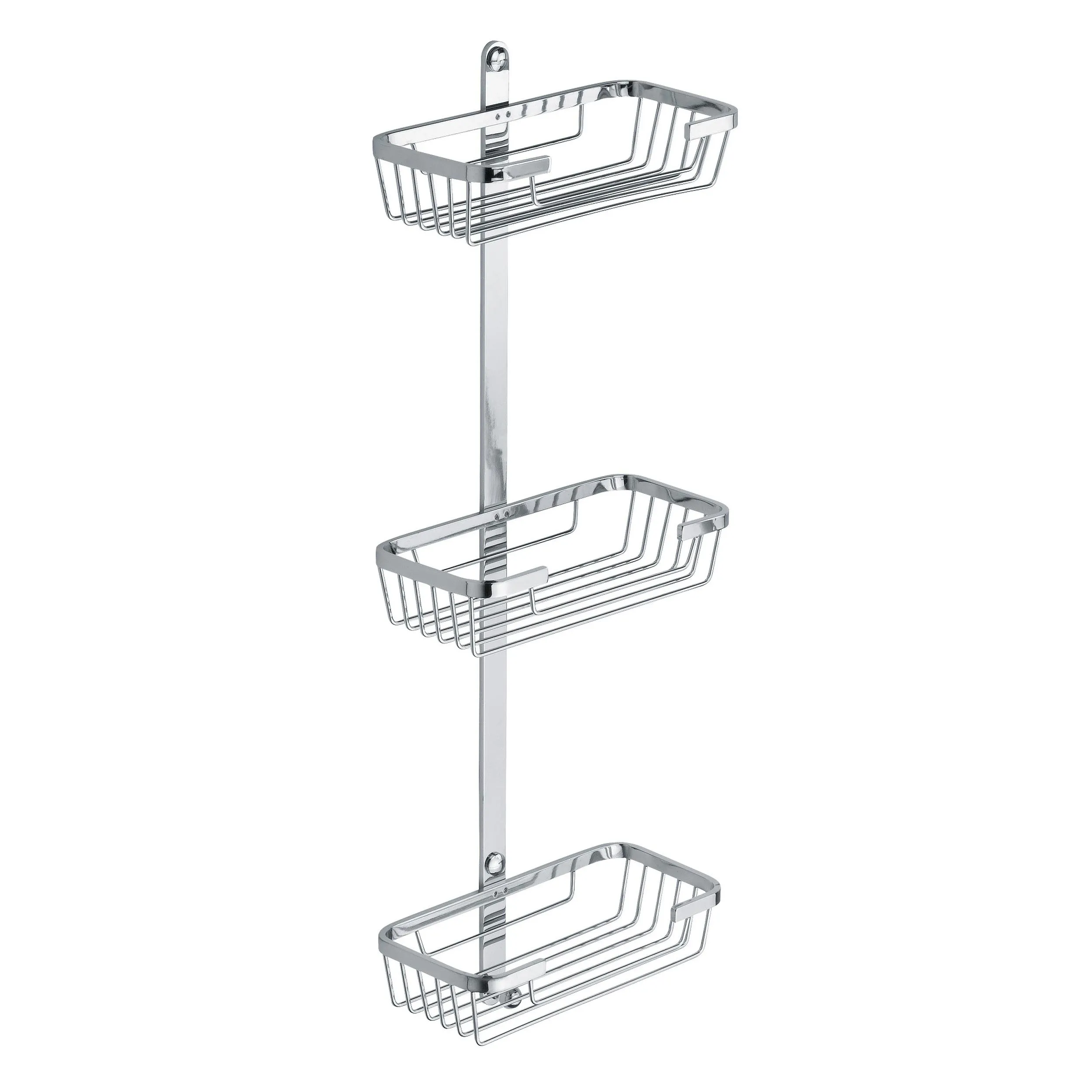 Mensola 3 piani con griglie rettangolari per fissaggio a parete in ottone cromato 23x11xh65 cm garantita 5 contro la corrosione