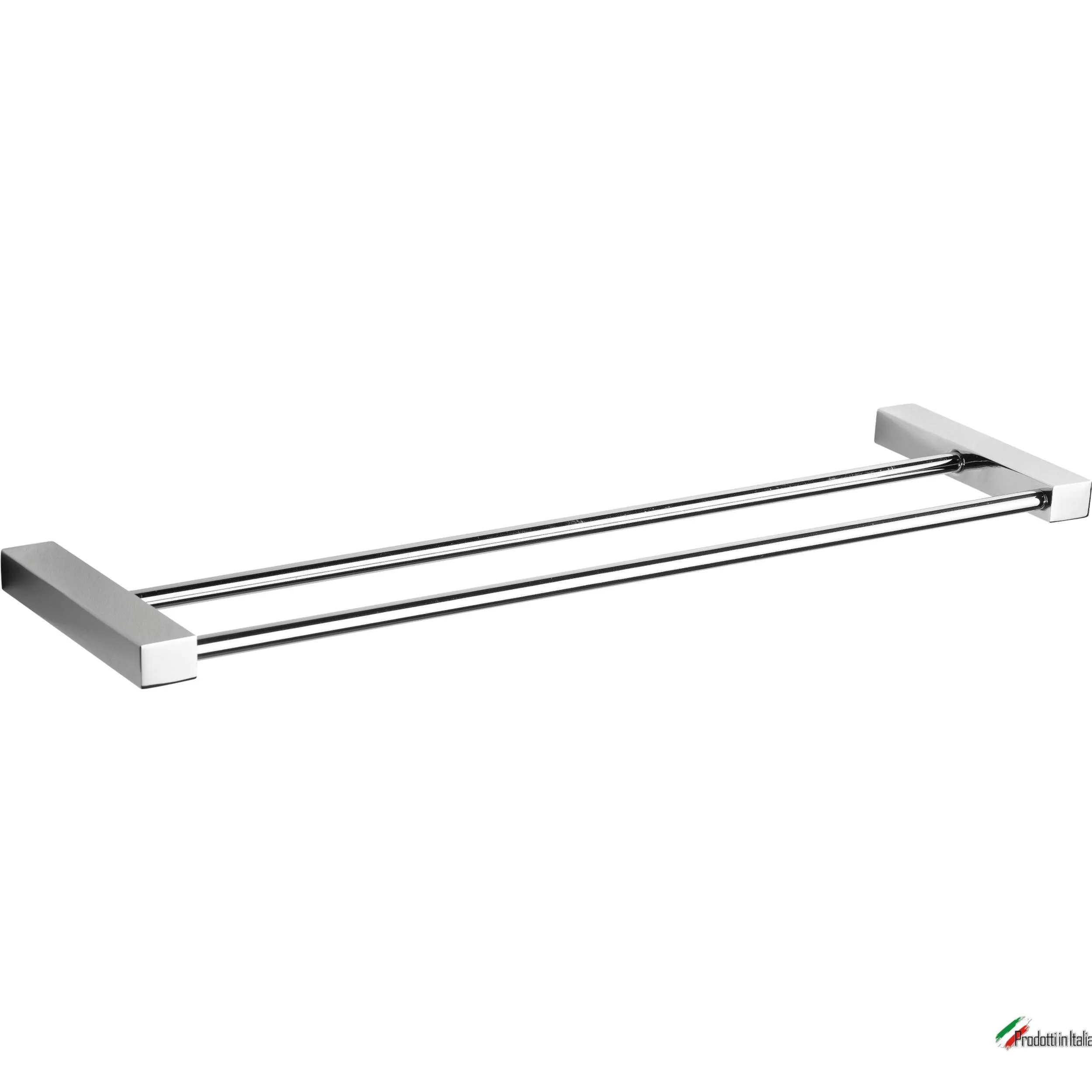 Porta Salviette doppio in ottone cromato 40 cm dimensioni 40x10,5xh1,5 cm linea OSCAR Garanzia 5 anni contro la ruggine Acciaio inox Lucido