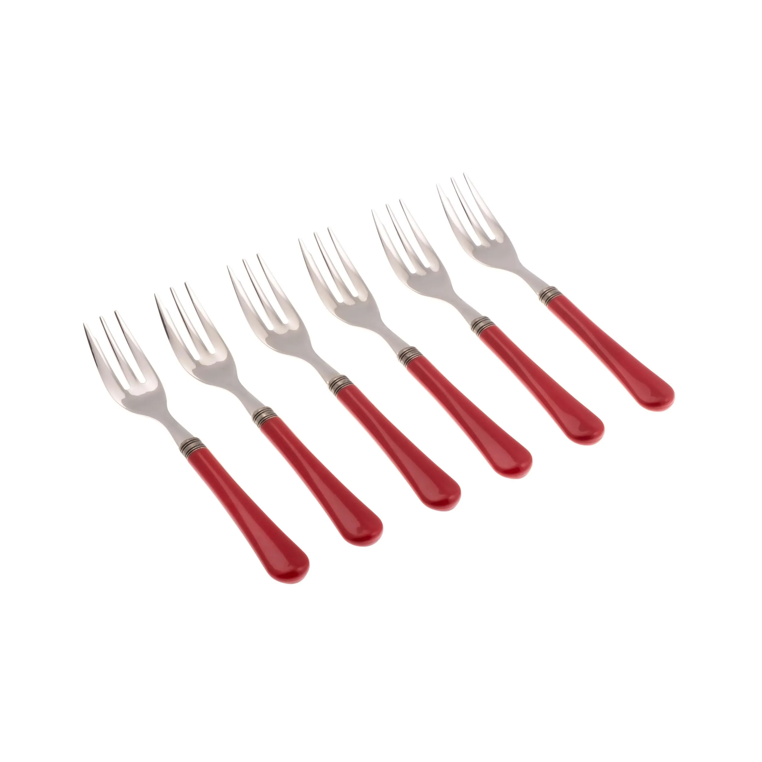 Forchettine da Dolce set da 6 pezzi GIULIETTA in acciaio inox 18/10 manico in metacrilato spessore 1,5 mm colorato Rosso