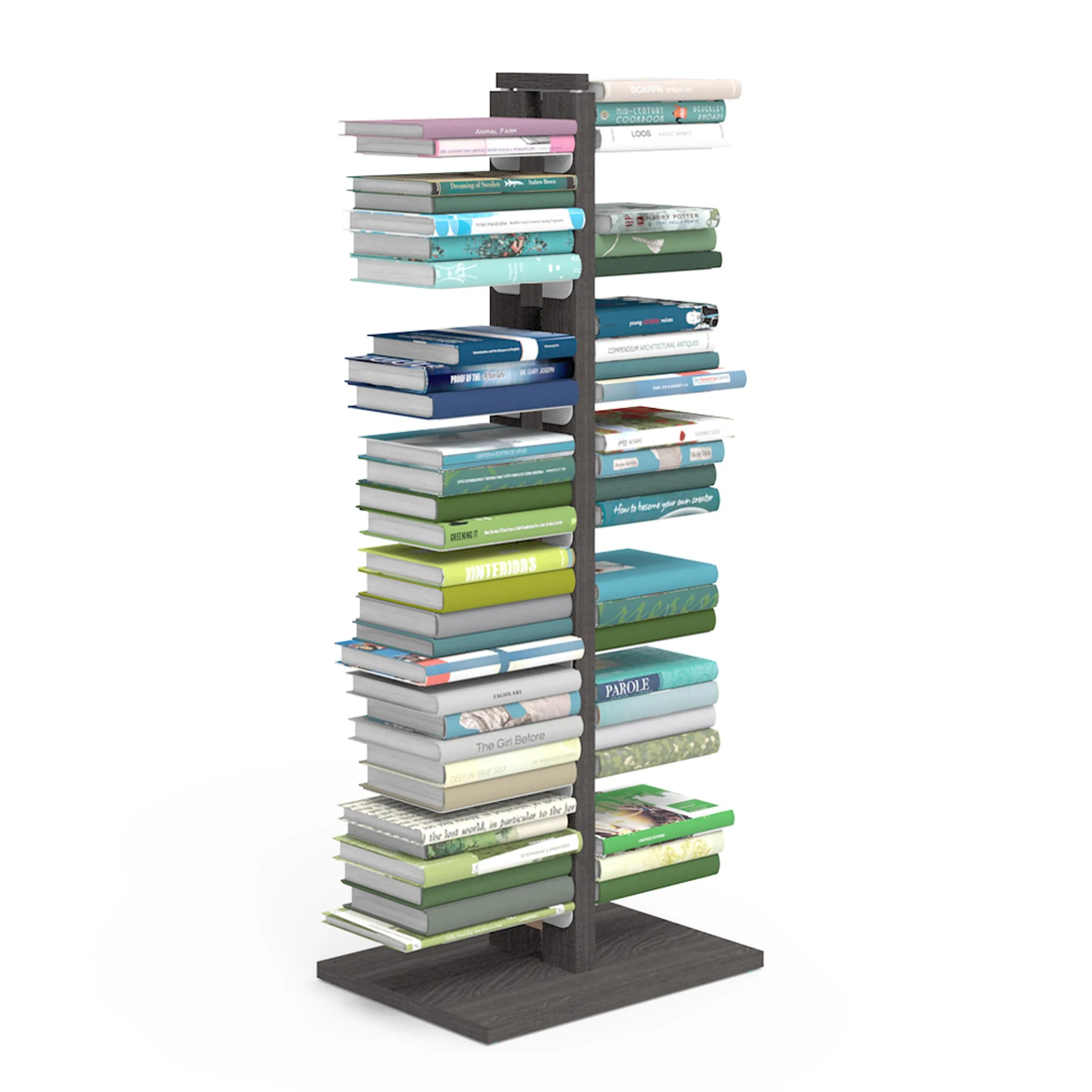 Libreria verticale a colonna DOPPIA ZIA BICE 42x30xh 105 cm con struttura I in legno massello di faggio evaporato colore Nero Mensole in acciaio smaltato