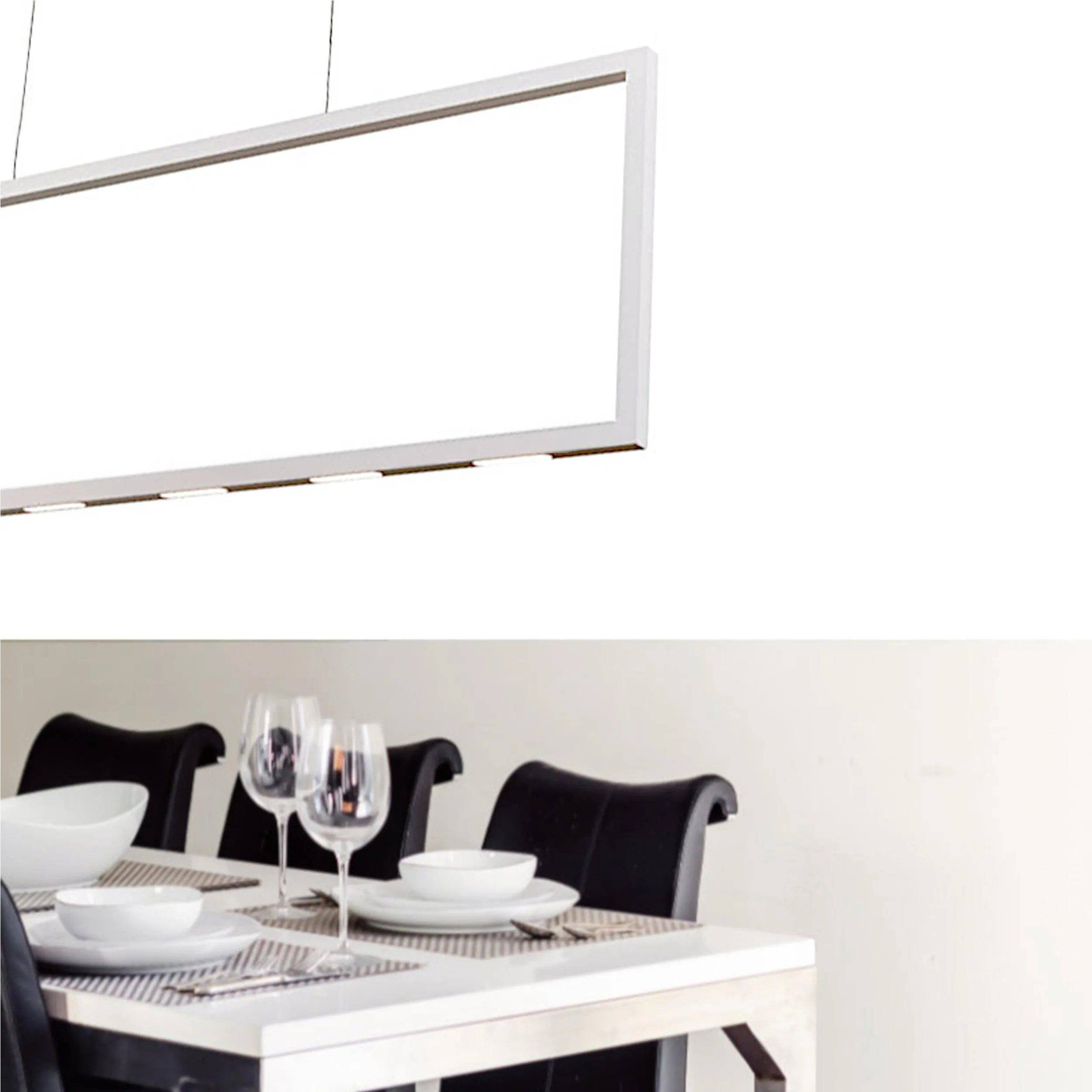 Lampada A Sospensione SAPHIR in Acciaio e Policarbonato 110x60xh 1200 cm- 34 W- 2250 Luci verso il basso e verso L'alto Lumen finitura Colore bianco