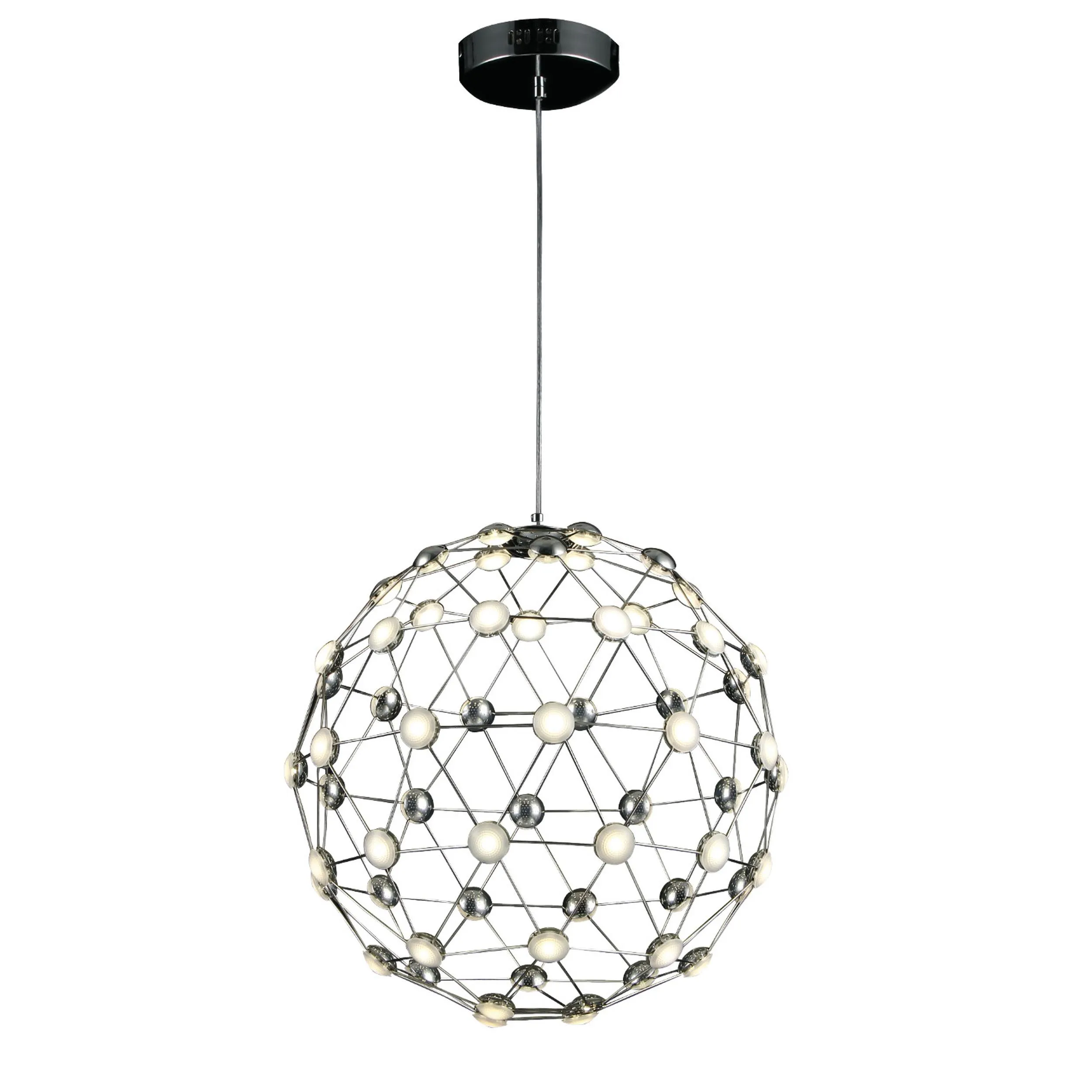 Lampada Da Soffito a LED SFERIKA in acciaio e policarbonato 53x53xh120 cm 30 W- 2125 Lumen , colore silver