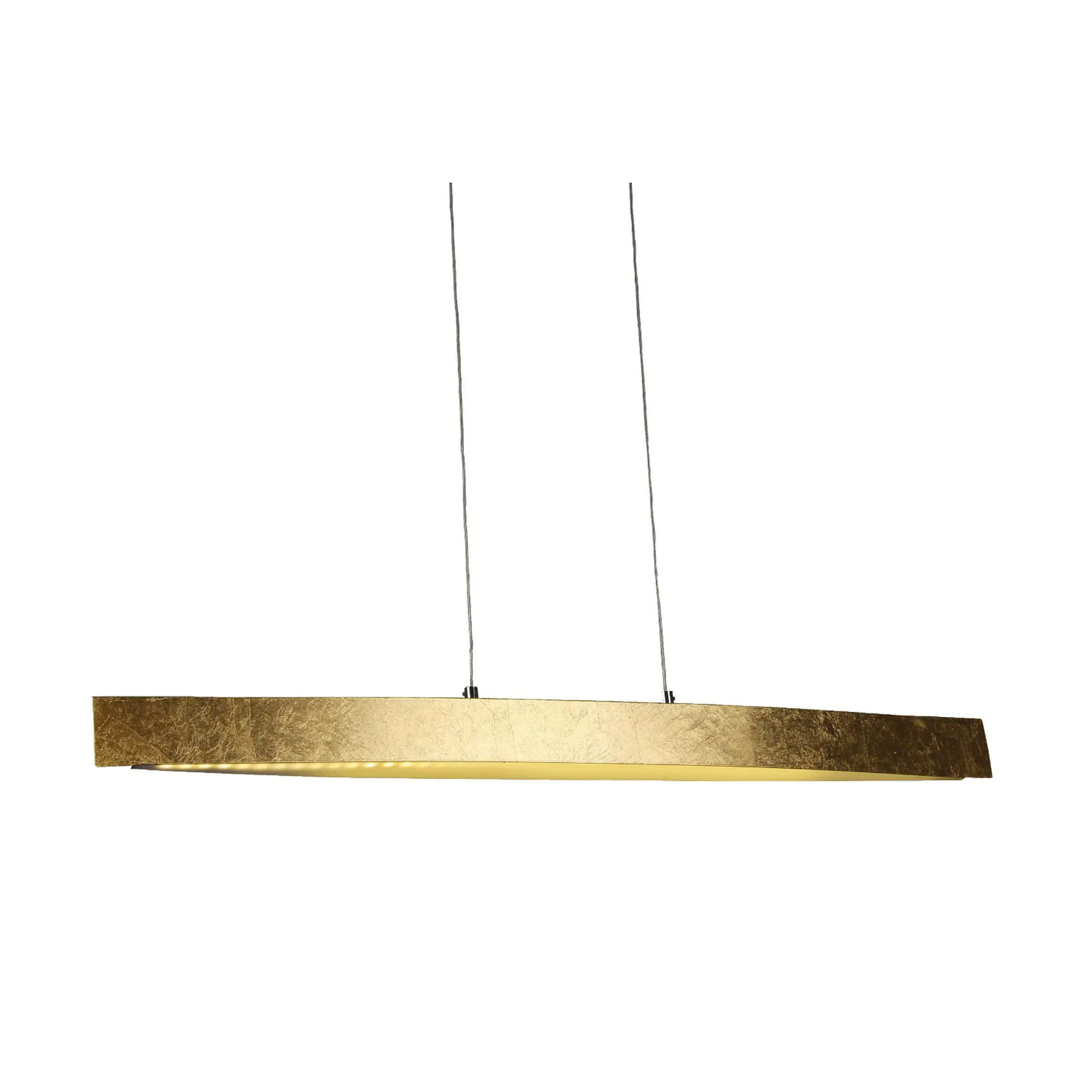 Lampada a sospensione a LED MENSA 1 in Alluminio e Policarbonato 90x60xh filo 120 -10 cm - 18 W- 1800 Lumen Finitura foglia oro