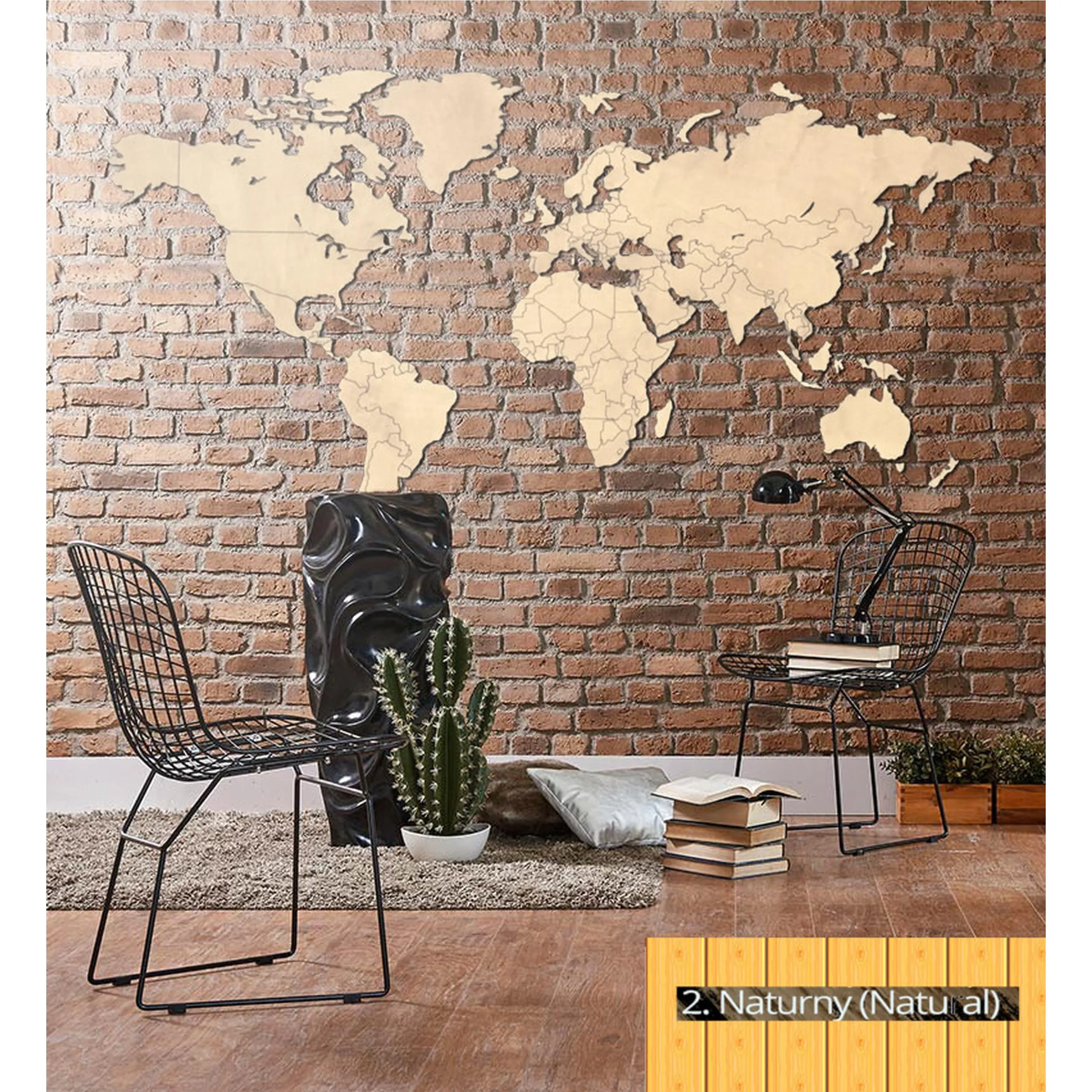 Mappa Da Parete in legno 150x70 senza bordi colore legno naturale