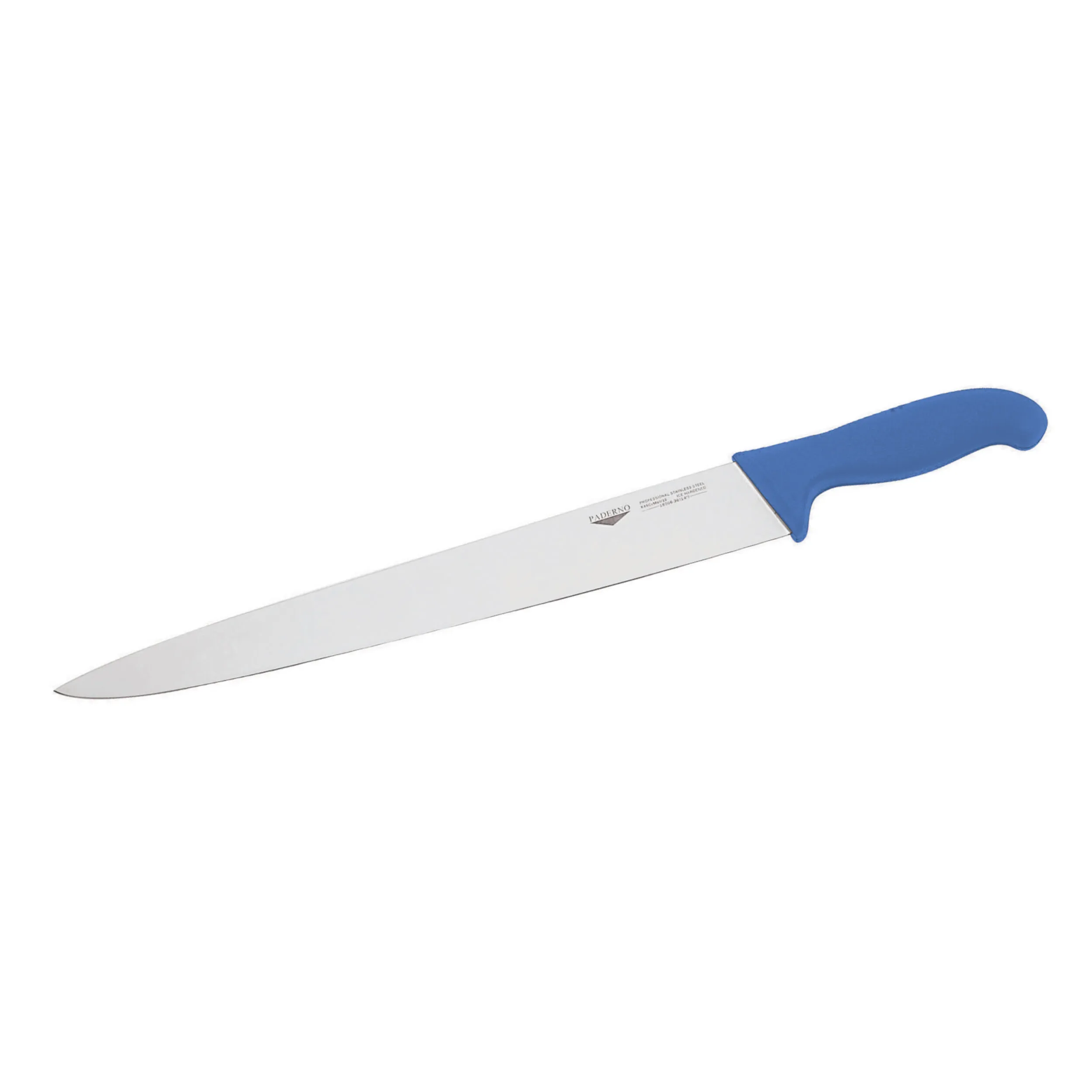 Coltello Affettare Cm 30 Manico Blu Coltelleria Serie Tranciata, peso 0,2 kg