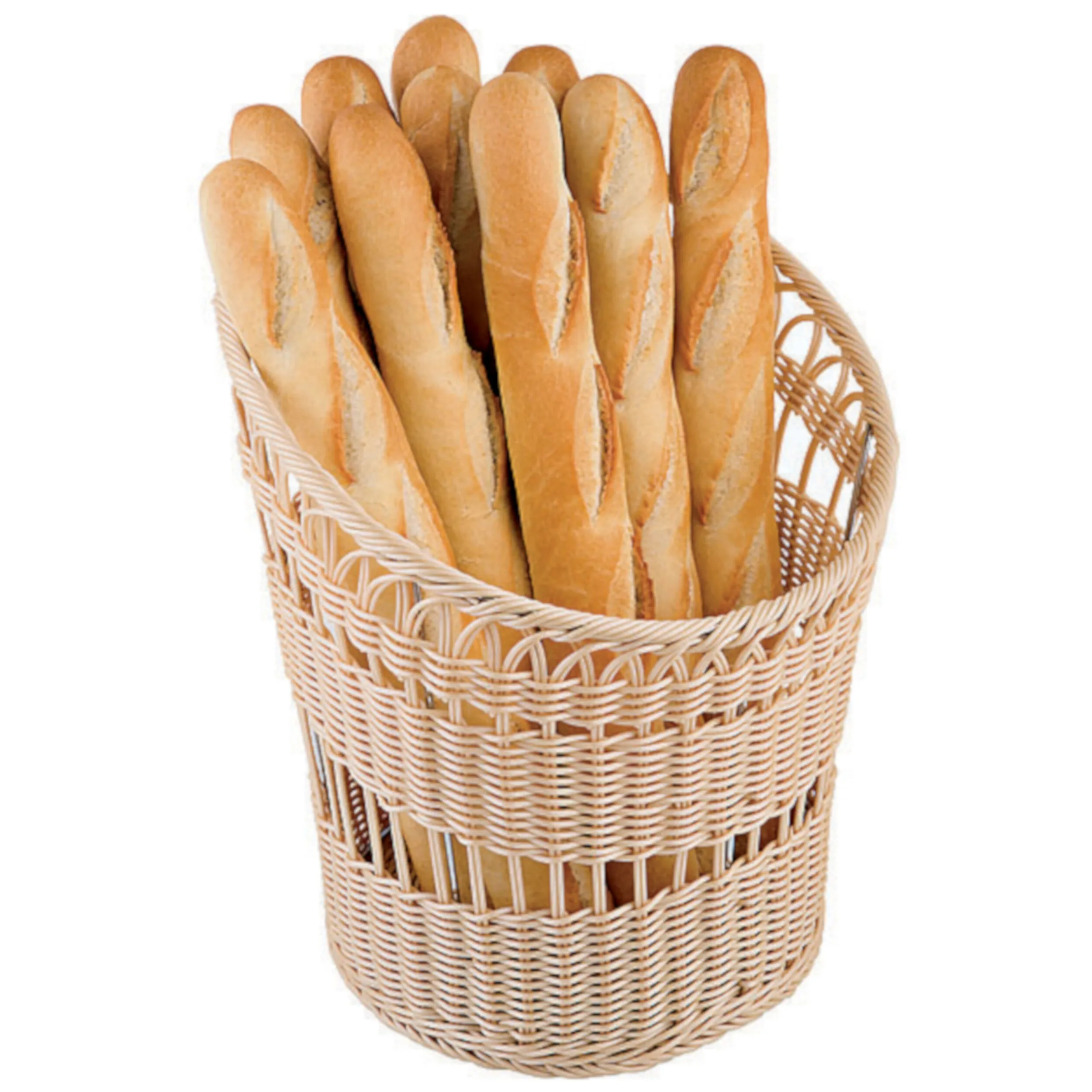 Cesta Porta Baguettes Polirattan, dimensioni base 25 cm dimensione superiore 42 cm peso 0,81 kg