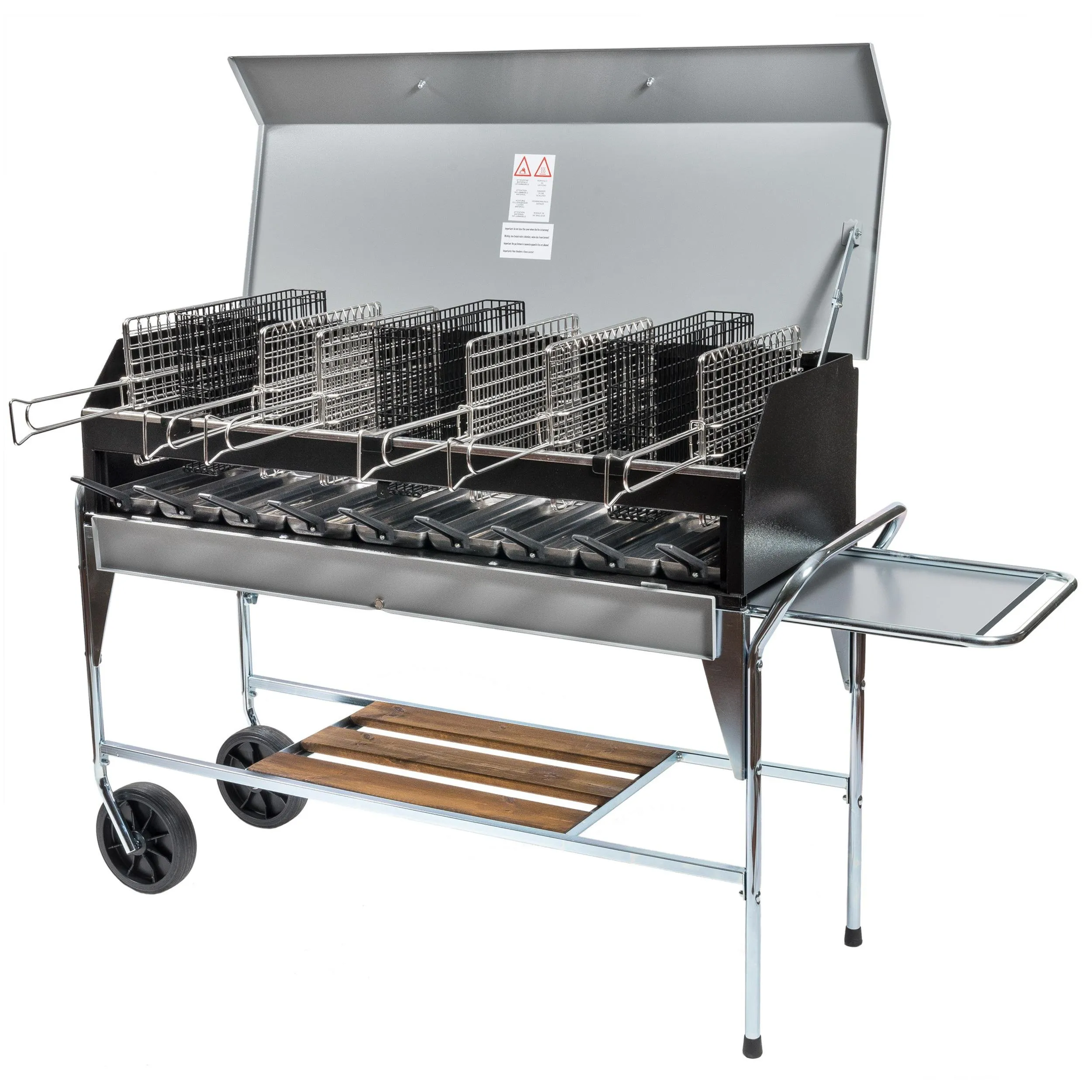 Barbecue professionale per 20-24 persone 6 griglie inox 25x35 COMPANY dimensioni 120x45 cm-peso 62 kg Lamiera Verniciata A forno grigio