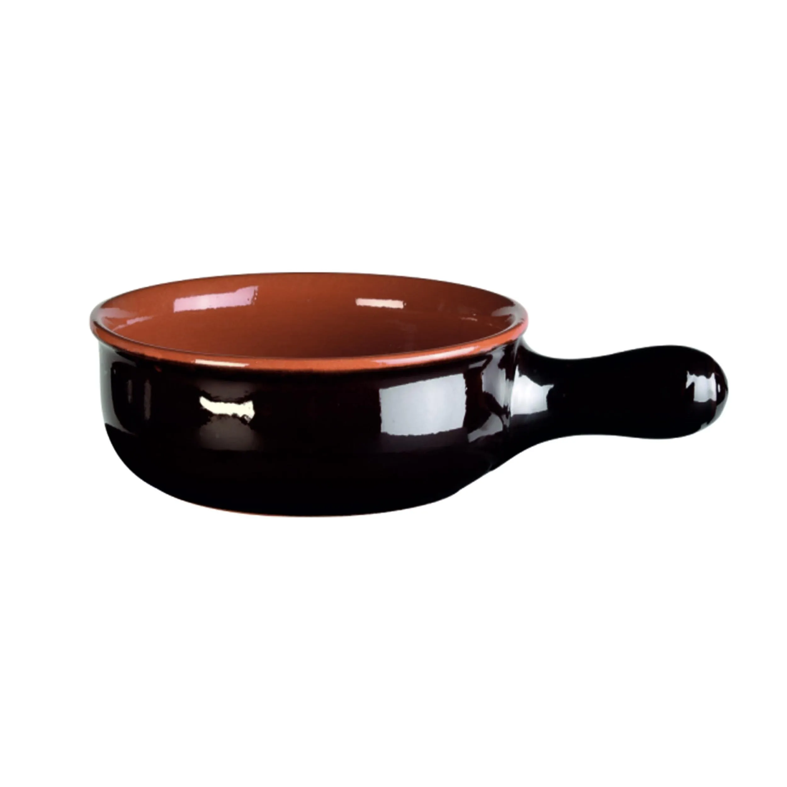 Casseruola un manico in Terracotta Smaltata Ø12xh4,6 cm - lt 0,3 peso 0,3 kg No Piombo no Cadmio linea Terra Colore marrone