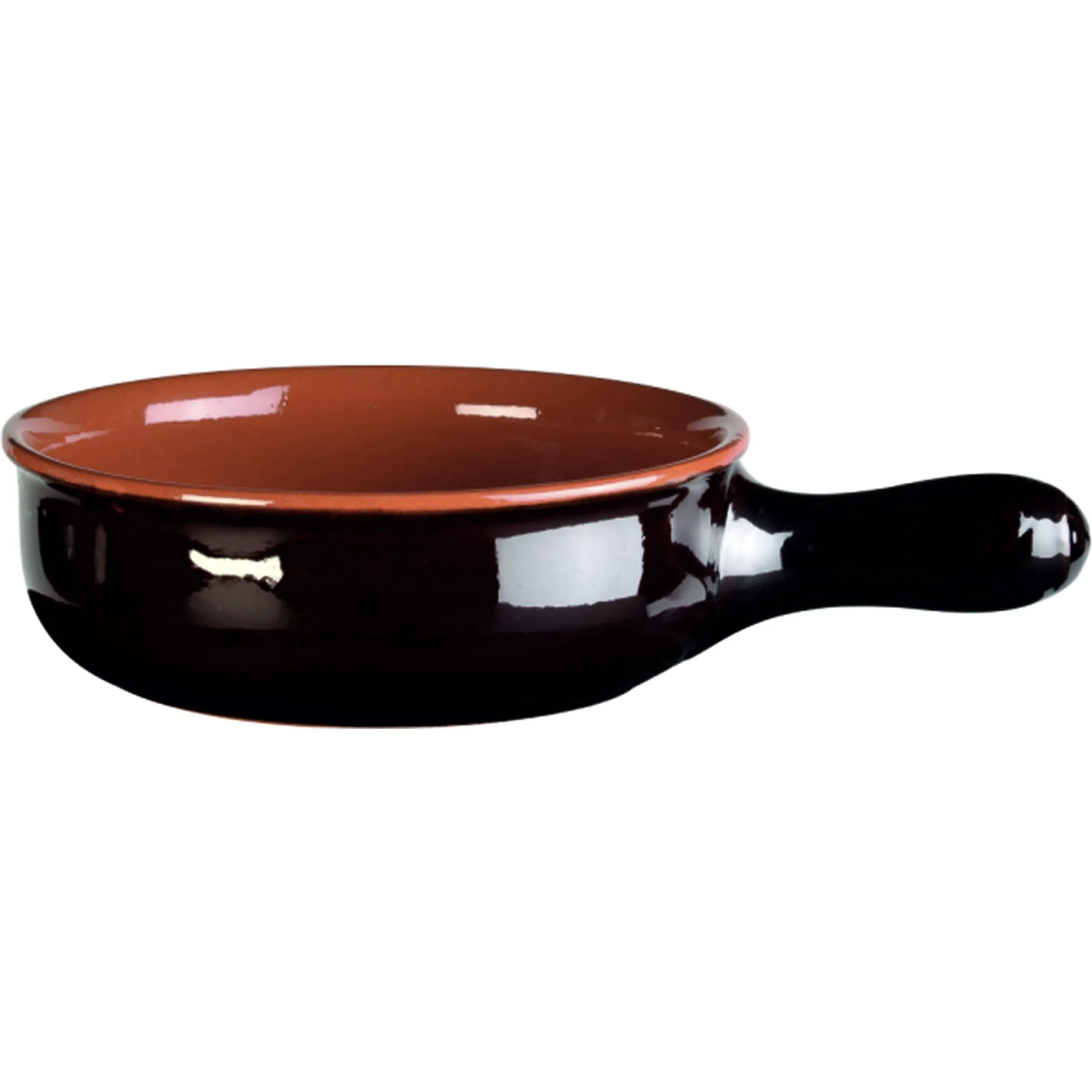 Casseruola un manico in Terracotta Smaltata Ø32xh9,7 cm - lt 6 peso 3,2 kg No Piombo no Cadmio linea Terra Colore marrone