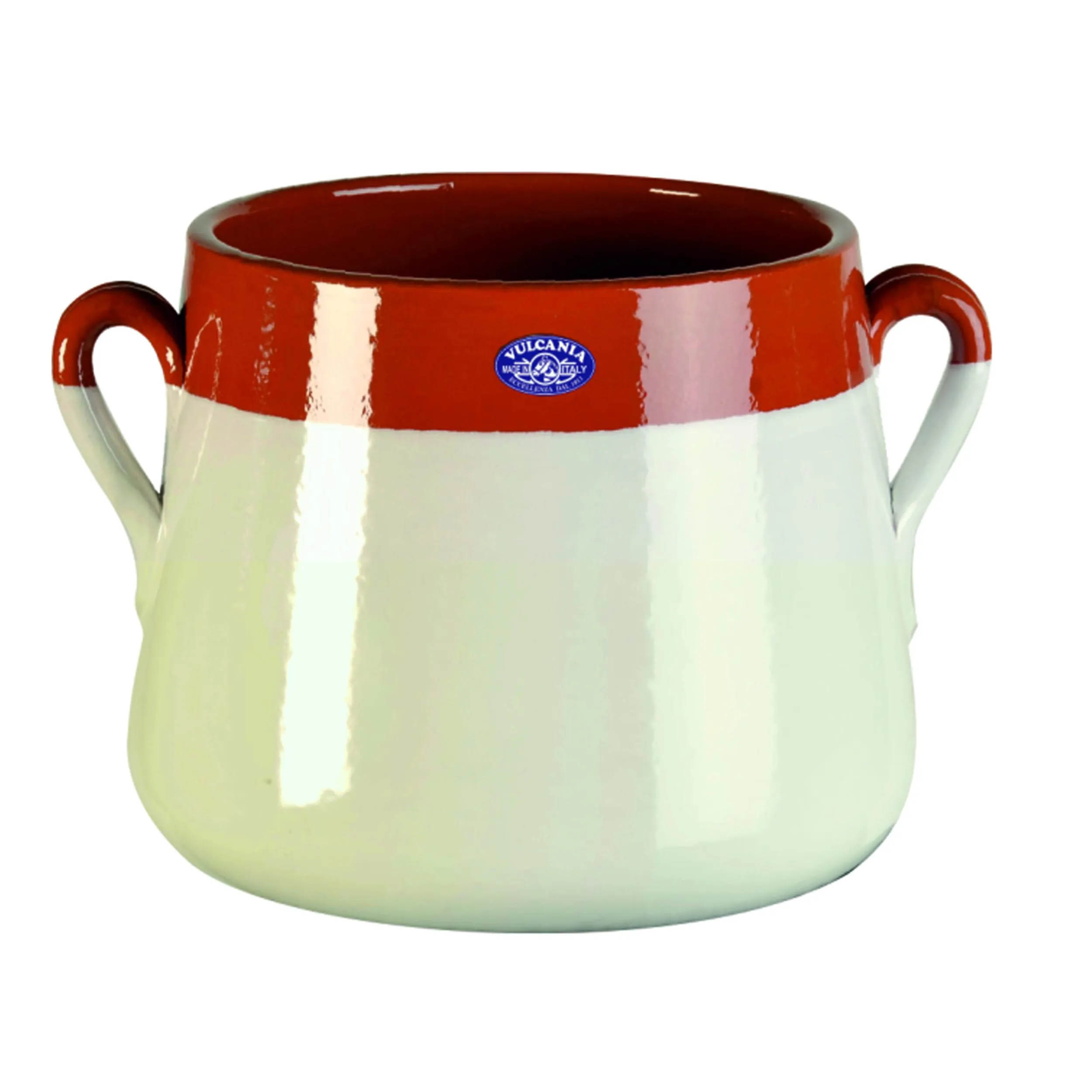 Marmitta in Terracotta Smaltata Ø18xh17,6 cm - lt 4,5 peso 2,3 kg No Piombo no Cadmio Colore avorio