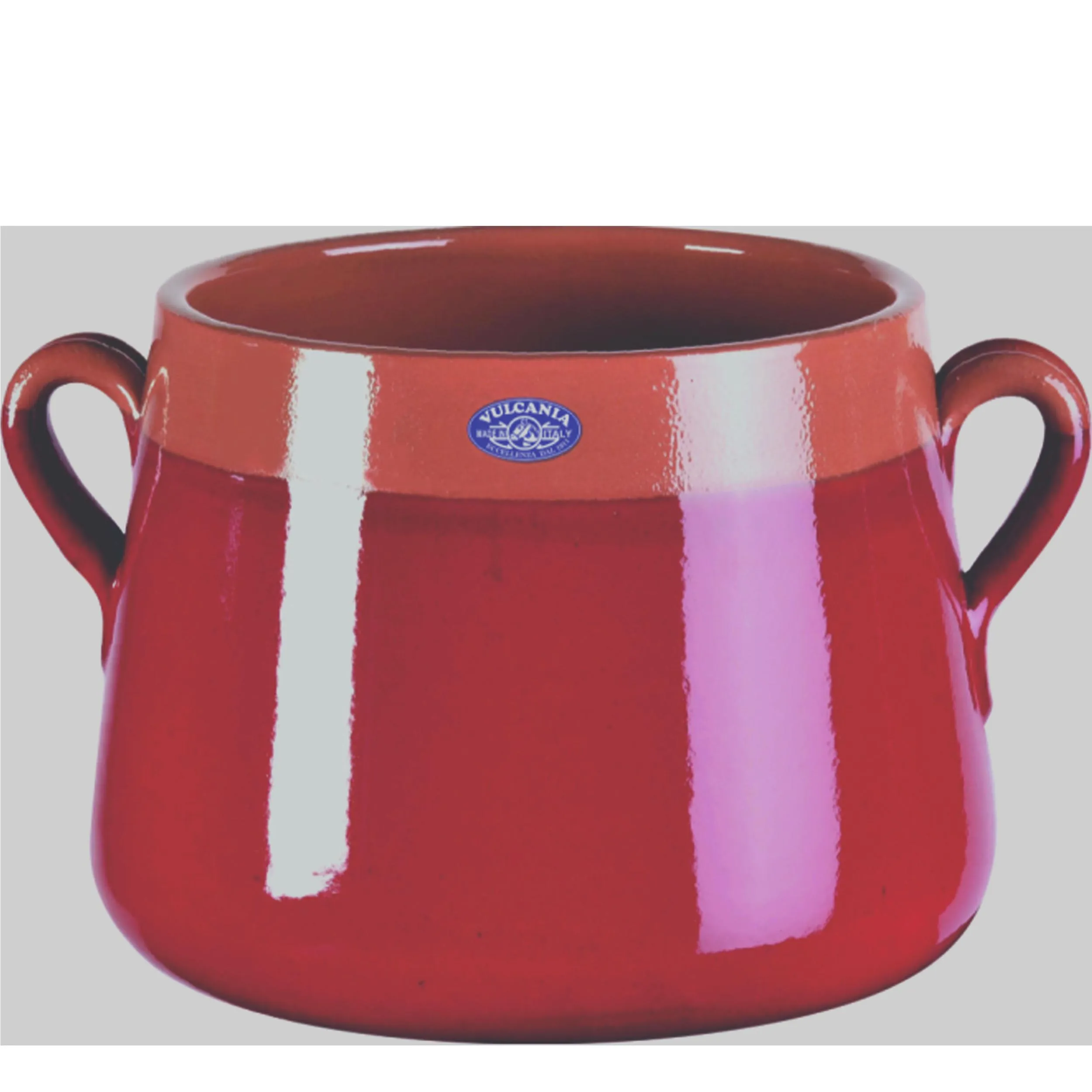 Marmitta in Terracotta Smaltata Ø24xh22 cm - lt 8,4 peso 4 kg No Piombo no Cadmio Colore rosso