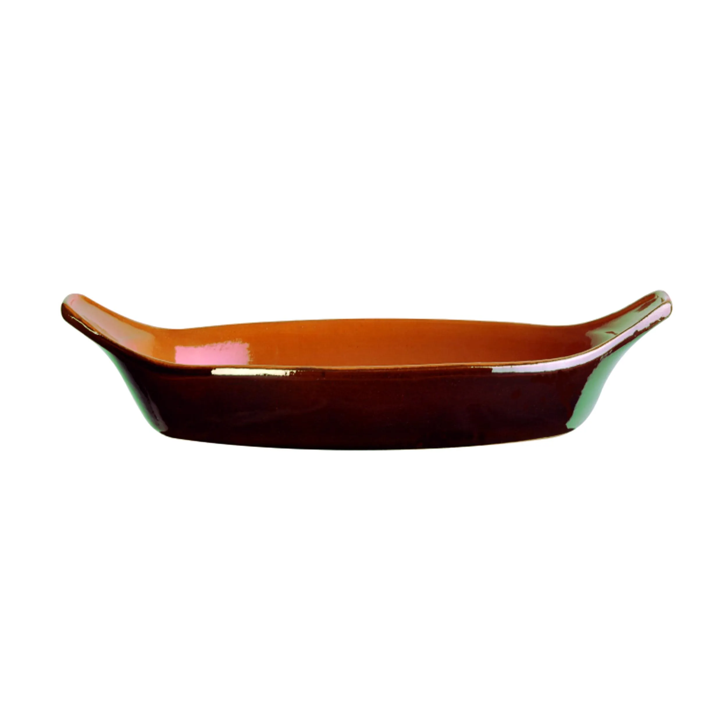 Teglia Ovale, pirofila in Terracotta Smaltata 30xh6,8 cm - lt 1,4 peso 1,2 kg No Piombo no Cadmio linea Terra Colore marrone