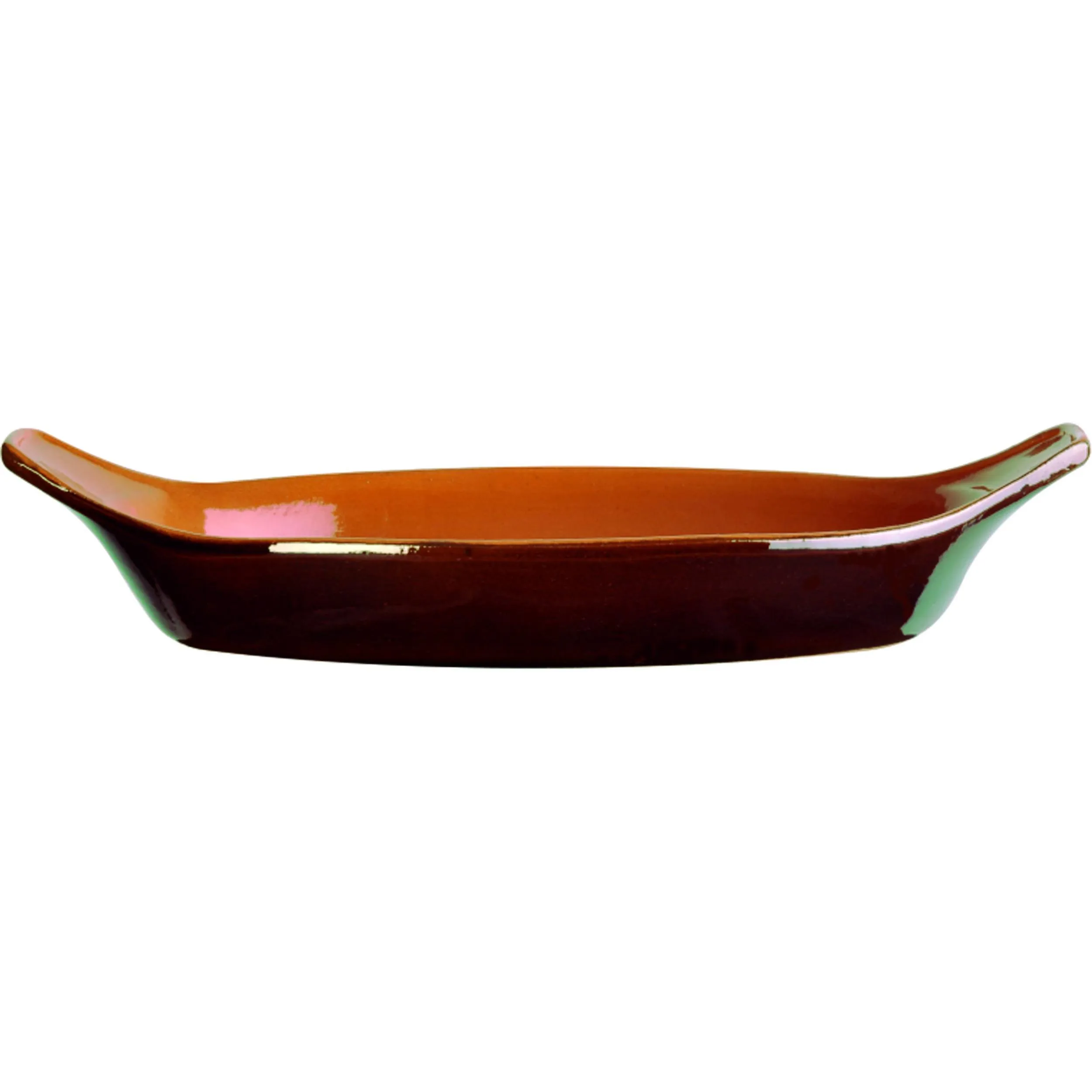 Teglia Ovale, pirofila in Terracotta Smaltata 35xh8,6 cm - lt 2,0 peso 1,7 kg No Piombo no Cadmio linea Terra Colore marrone