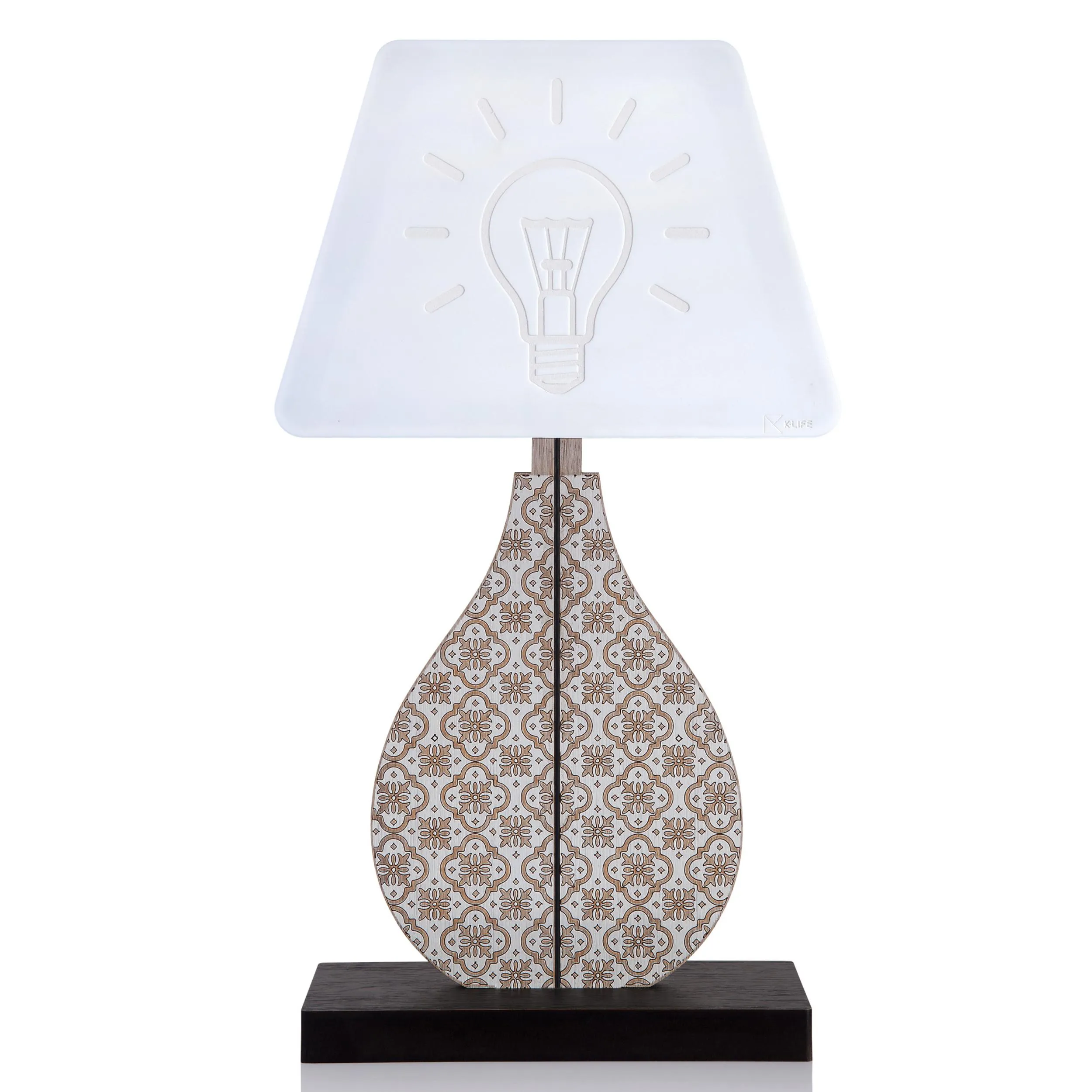 Lampada da Appoggio in legno e Krion K-LIfe Shape Marrakech 20x9xh36cm purifica l'aria Antisettico , Antibatterico