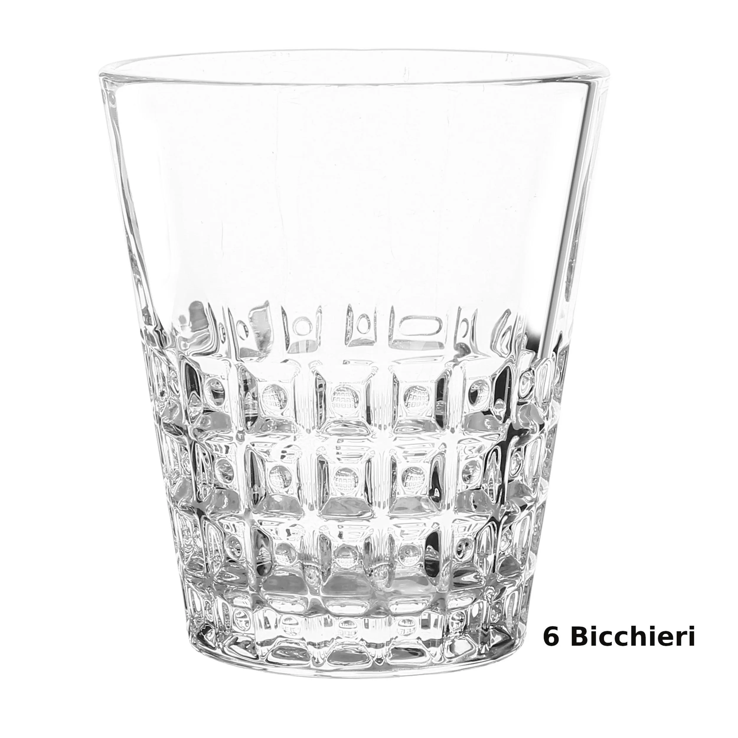 Bicchieri Acqua WINDSOR 6 pezzi diametro 8,5xh10 cm - 250 Ml in vetro pressato adatto alla lavastoviglie colore trasparente