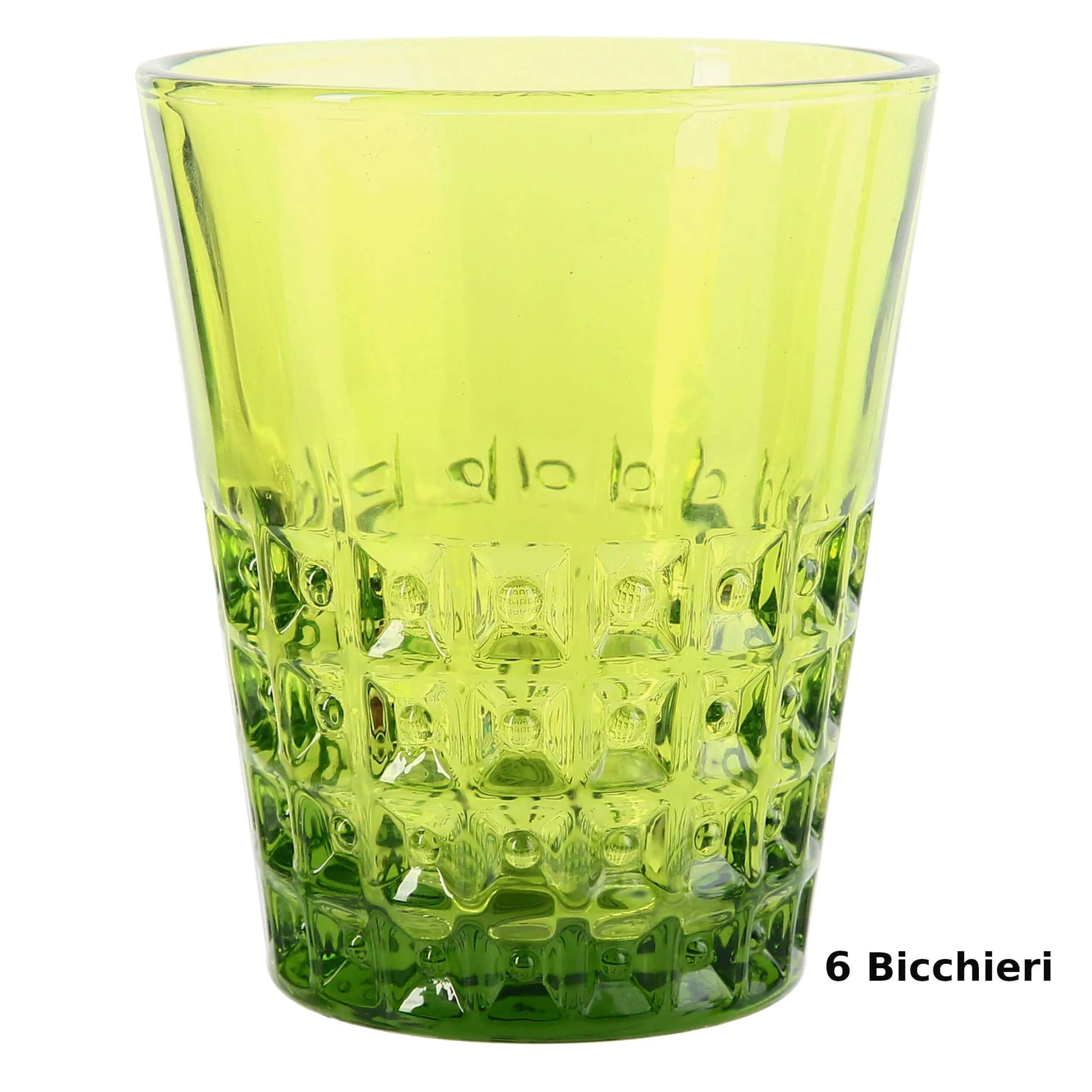 Bicchieri Acqua WINDSOR 6 pezzi diametro 8,5xh10 cm - 250 Ml in vetro pressato adatto alla lavastoviglie colore Verde