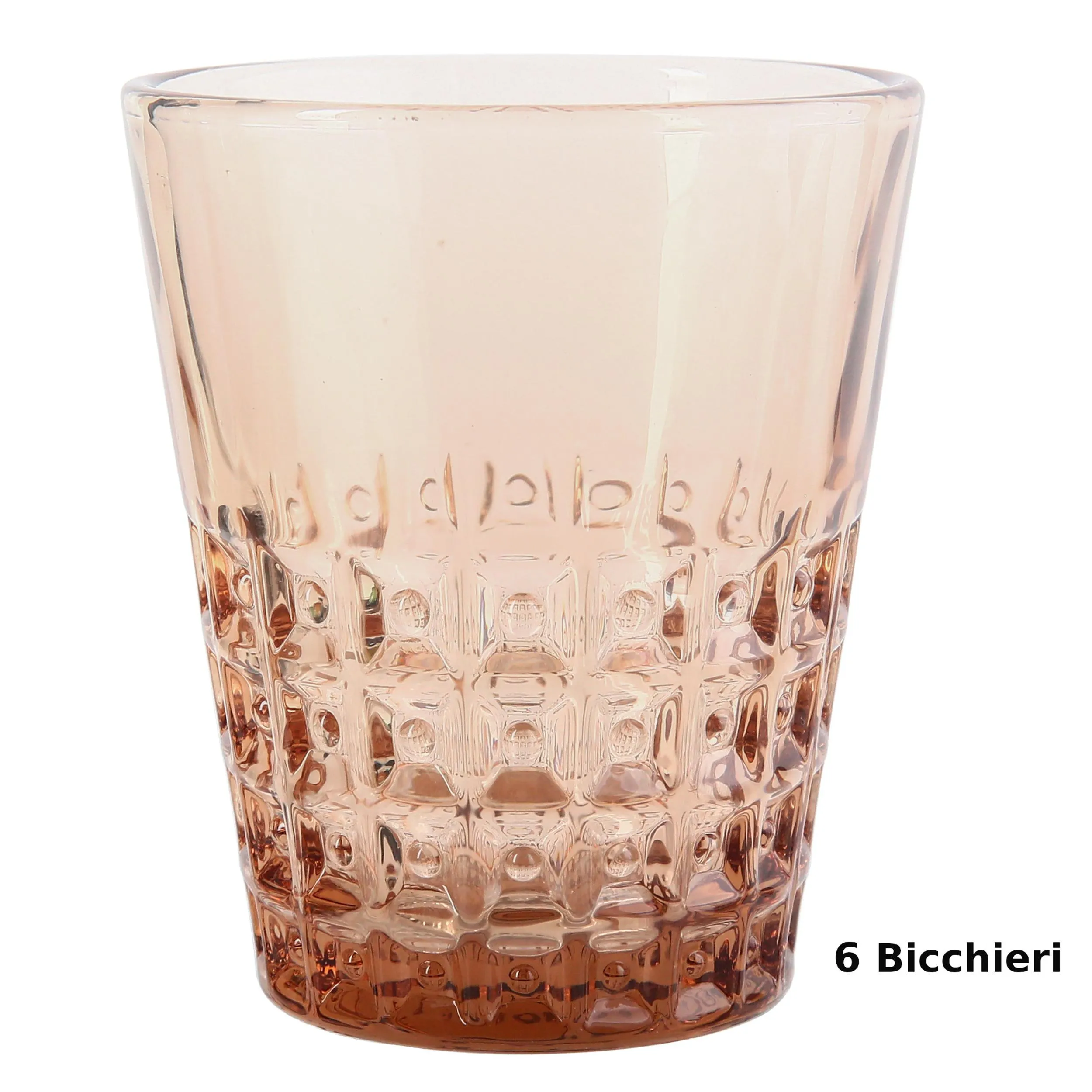 Bicchieri Acqua WINDSOR 6 pezzi diametro 8,5xh10 cm - 250 Ml in vetro pressato adatto alla lavastoviglie colore Fumè