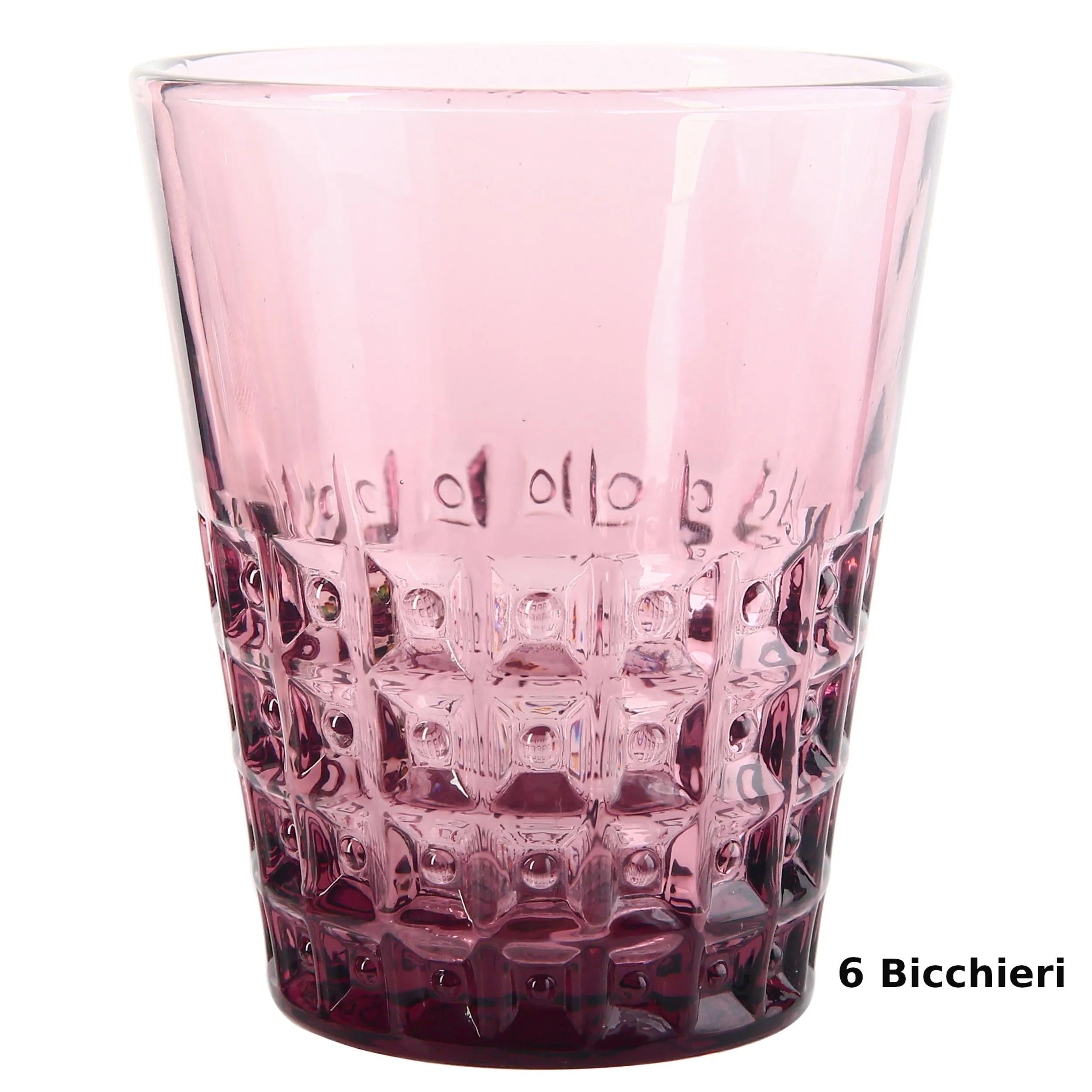 Bicchieri Acqua WINDSOR 6 pezzi diametro 8,5xh10 cm - 250 Ml in vetro pressato adatto alla lavastoviglie colore Erika