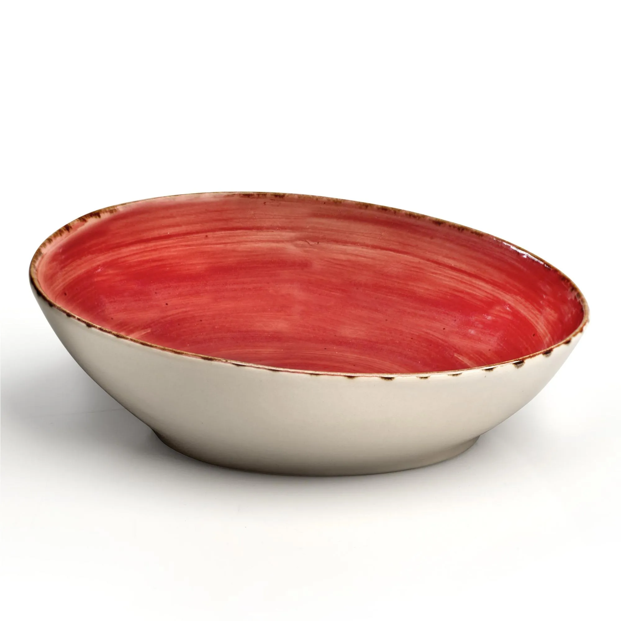 Insalatiera Fondina Multiuso in GRES Alta Cucina 22,5X20X6,5 cm Decoro Sotto smalto lavabile in lavastoviglie, adatto al microonde colore Rosso Peperoncino